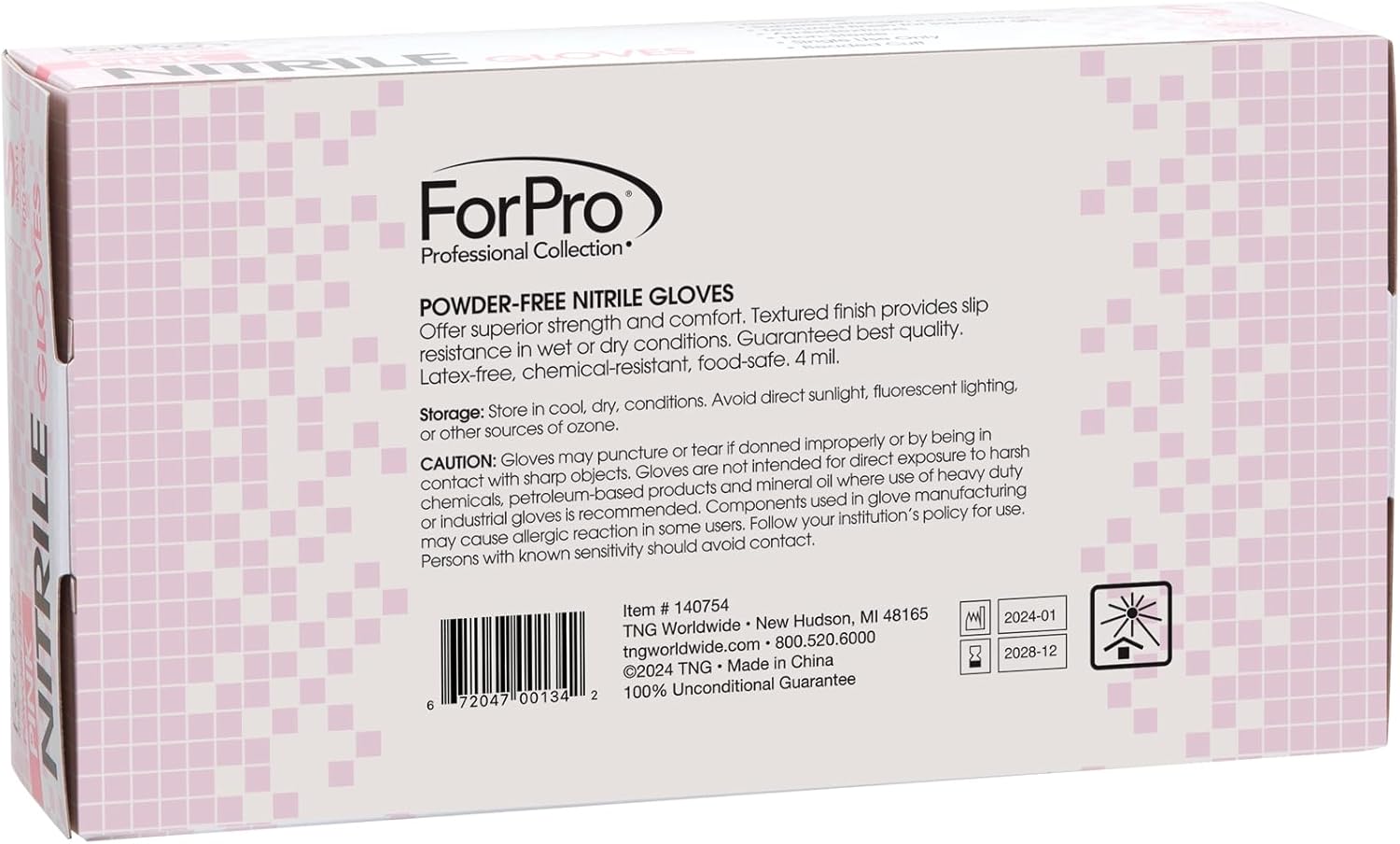 ForPro Professional Collection Disposable Nitrile Gloves, Chemical Resistant, Powder-Free, Latex-Free, Non-Sterile, Food Safe, 4 Mil, Black, Large, 100-Count