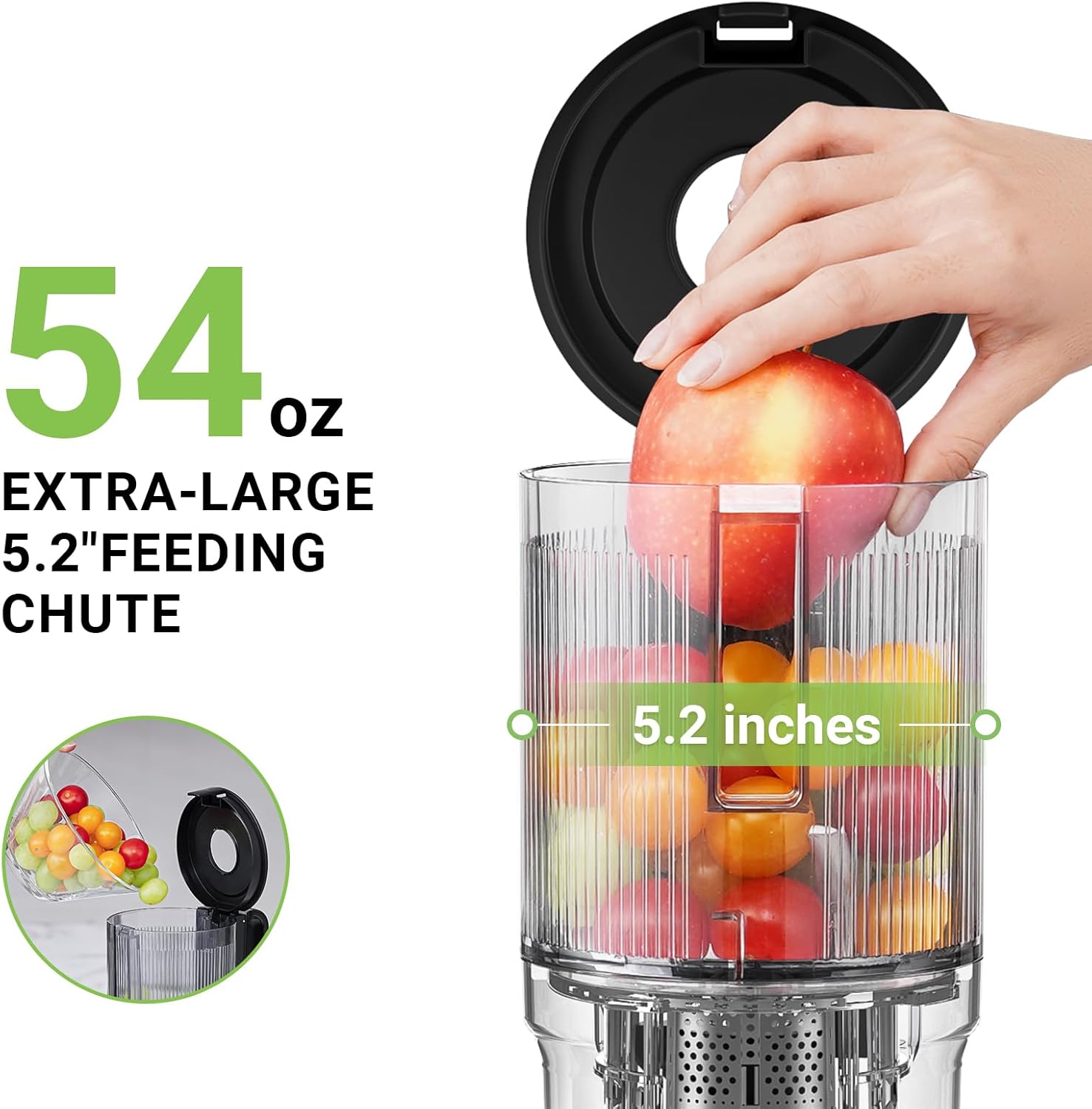 AMZCHEF Cold Press Juicer, Juicer Machines - 5.2