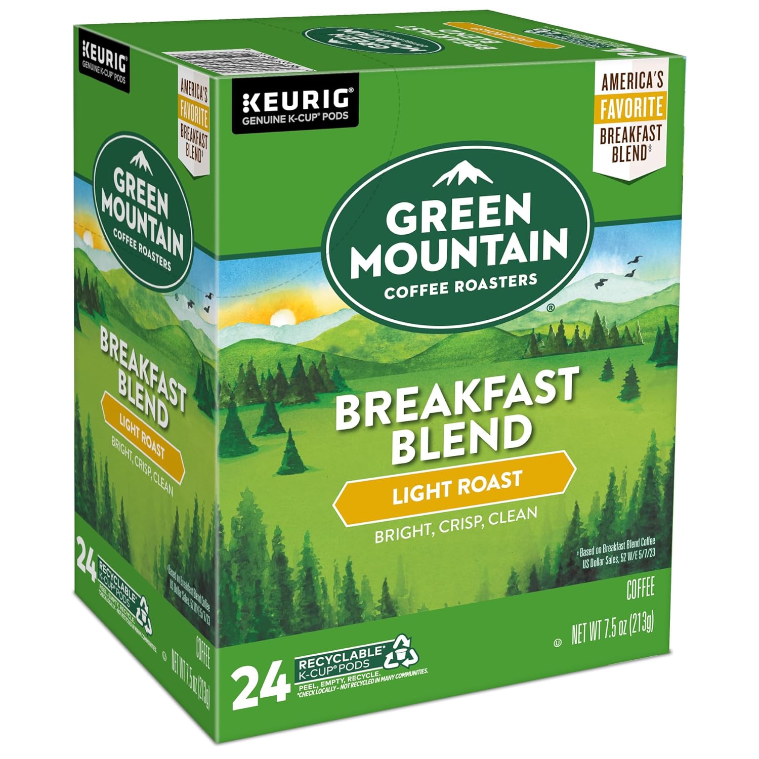 Green Mountain Coffee Roasters Breakfast Blend Single-Serve Keurig K-Cup Pods, Light Roast Coffee, 96 Count
