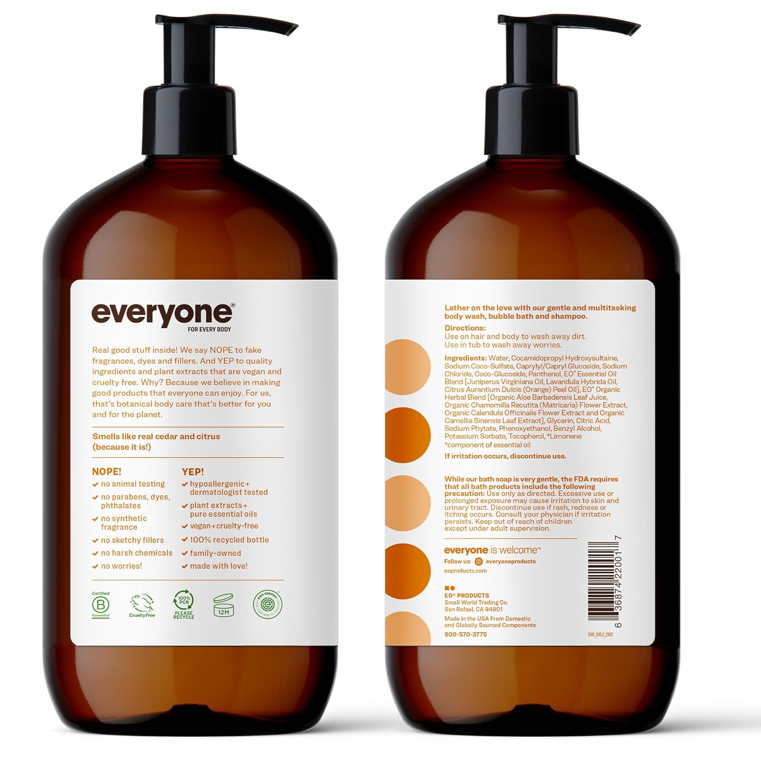 Everyone 3-in-1 Soap, Body Wash, Bubble Bath, Shampoo, 32 Ounce (Pack of 2), Lavender and Aloe, Coconut Cleanser with Organic Plant Extracts and Pure Essential Oils (Packaging May Vary)