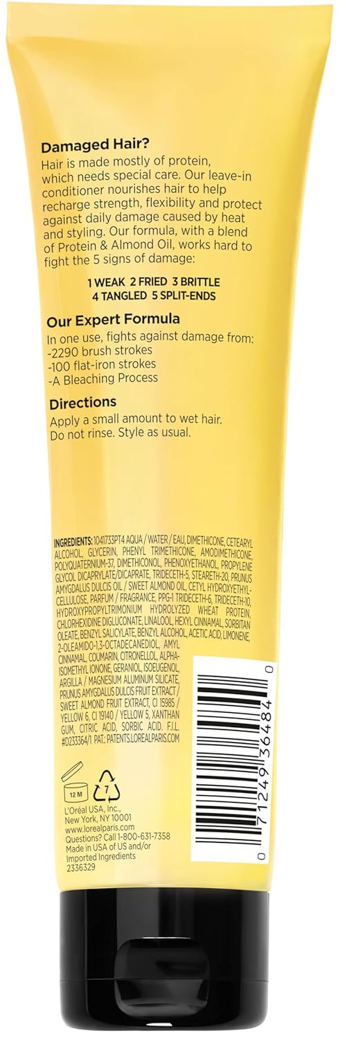 L'Oreal Paris Elvive Total Repair 5 Protein Recharge Leave In Conditioner Treatment and Heat Protectant, 5.1 Ounce