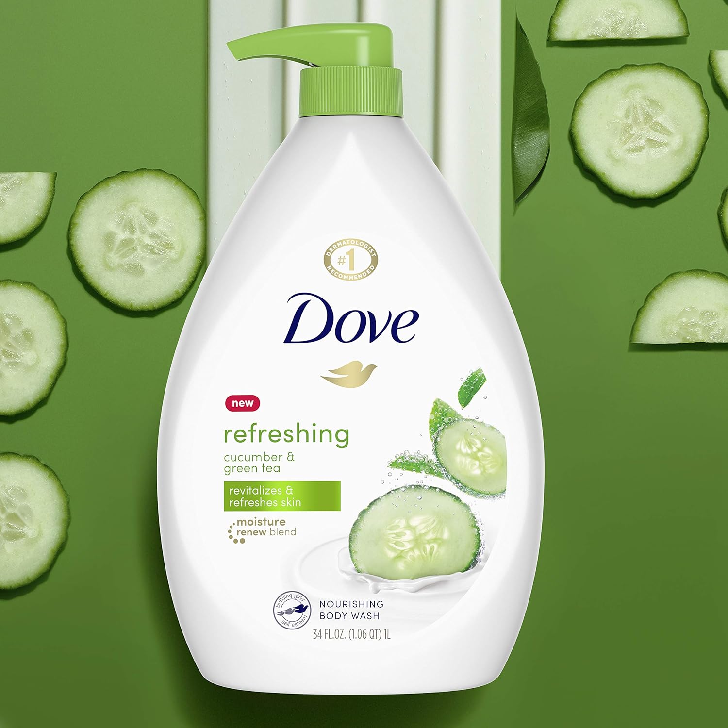 Dove Body Wash with Pump Refreshing Cucumber and Green Tea 3 Count Refreshes Skin Cleanser That Effectively Washes Away Bacteria While Nourishing Your Skin 30.6 oz