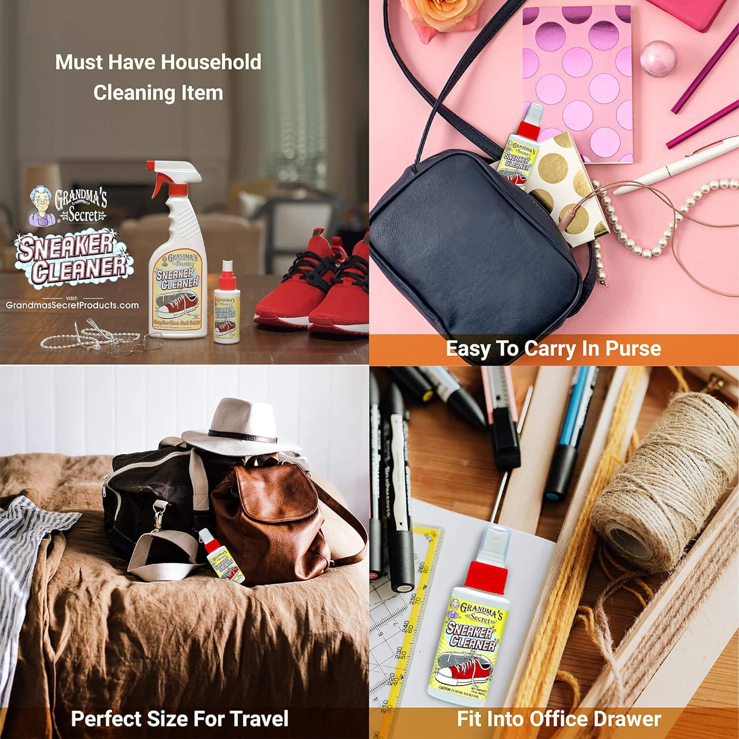 Grandma's Secret Spot Remover Laundry Spray - Chlorine, Bleach and Toxin-Free Fabric Stain Remover for Clothes - Removes Oil, Paint, Blood and Pet Stains - 16 Oz, 2 Pack