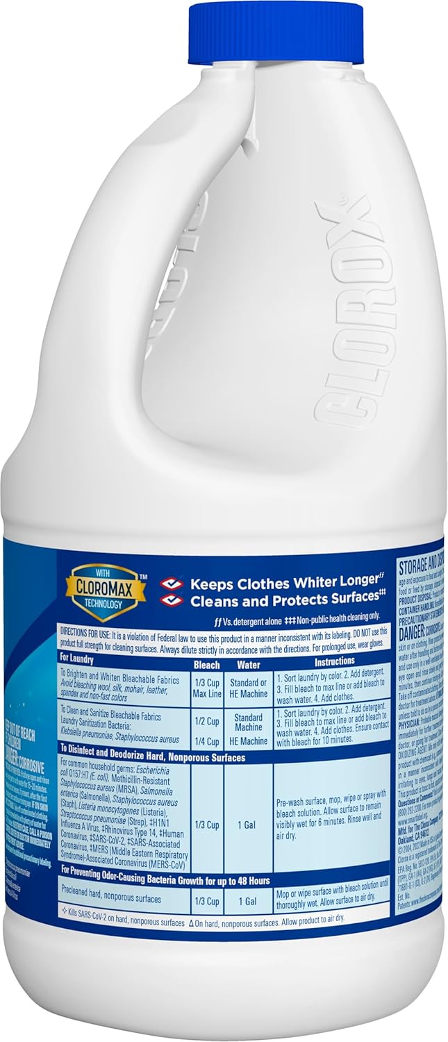 Towel + 2 Disinfecting Bleach Cleaners, 43oz | Effective Bleach Cleaner Concentrate for Home - Bulk Refill for Laundry, Linens, Floors, Bathroom, Tile