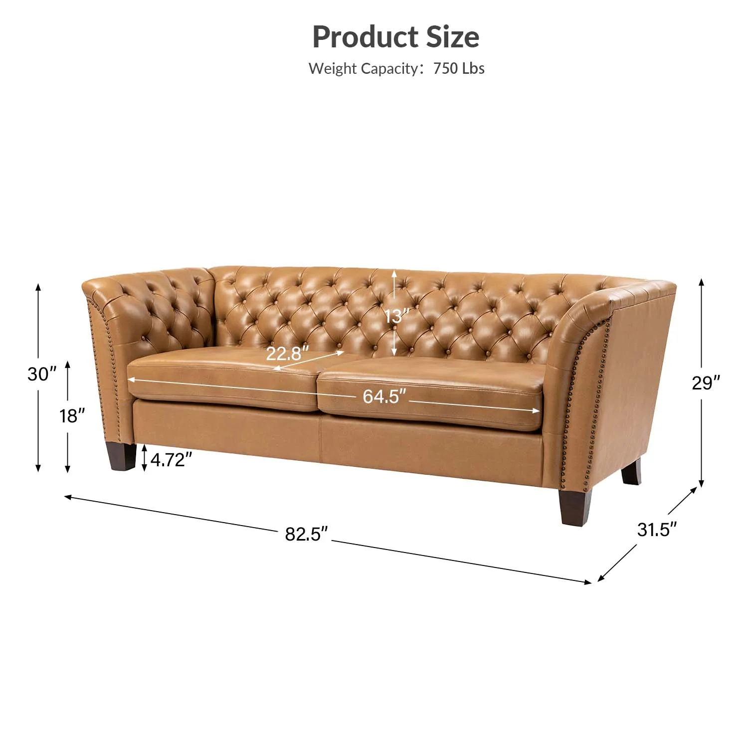 Patricio Tufted Genuine Leather Elegant Design Classic Chesterfield Sofa