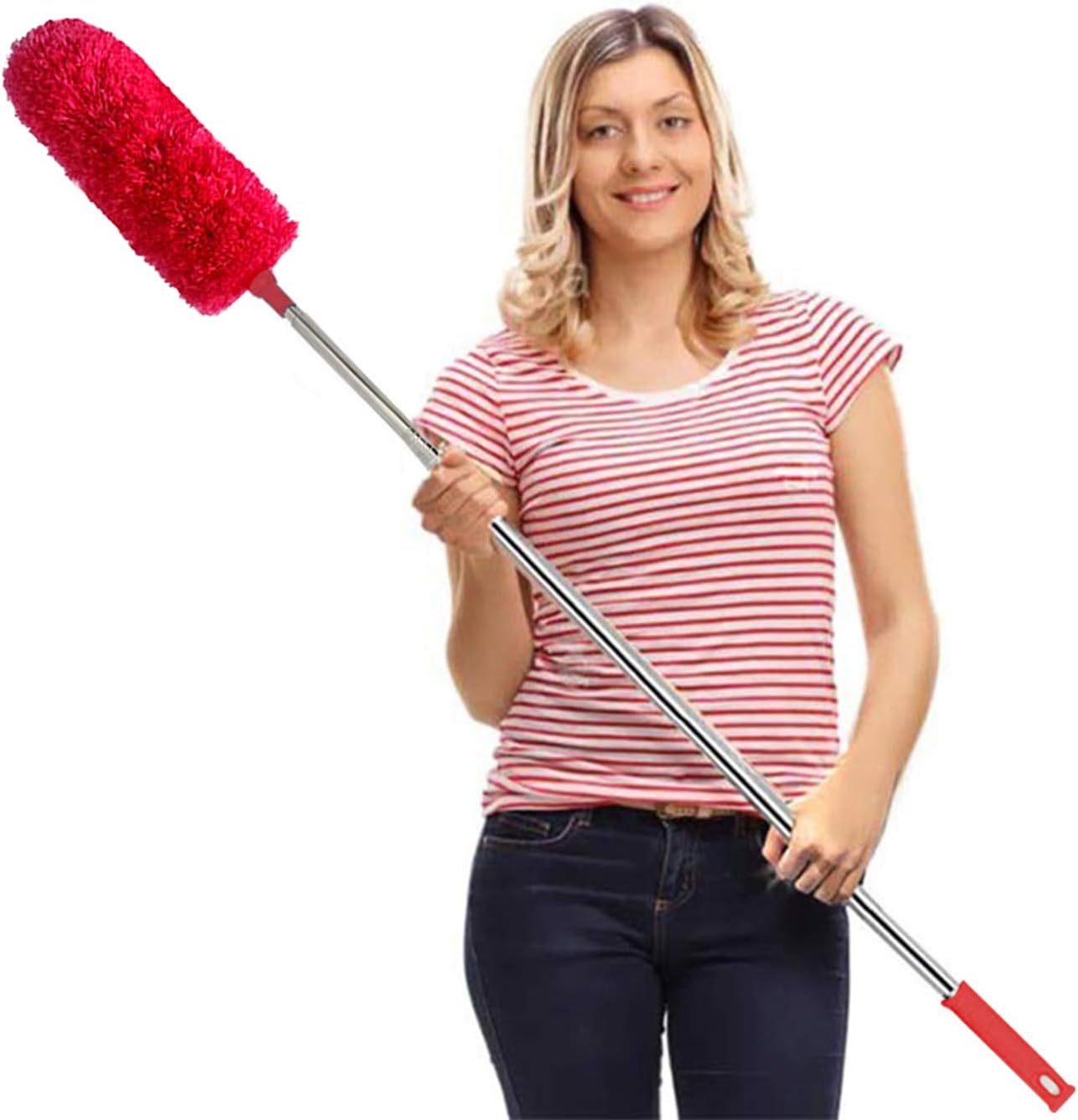DELUX Microfiber Feather Duster Extendable Duster with 100 inches Extra Long Pole, Bendable Head & Long Handle Dusters for Cleaning Ceiling Fan, High Ceiling, Blinds, Furniture & Cars Gray