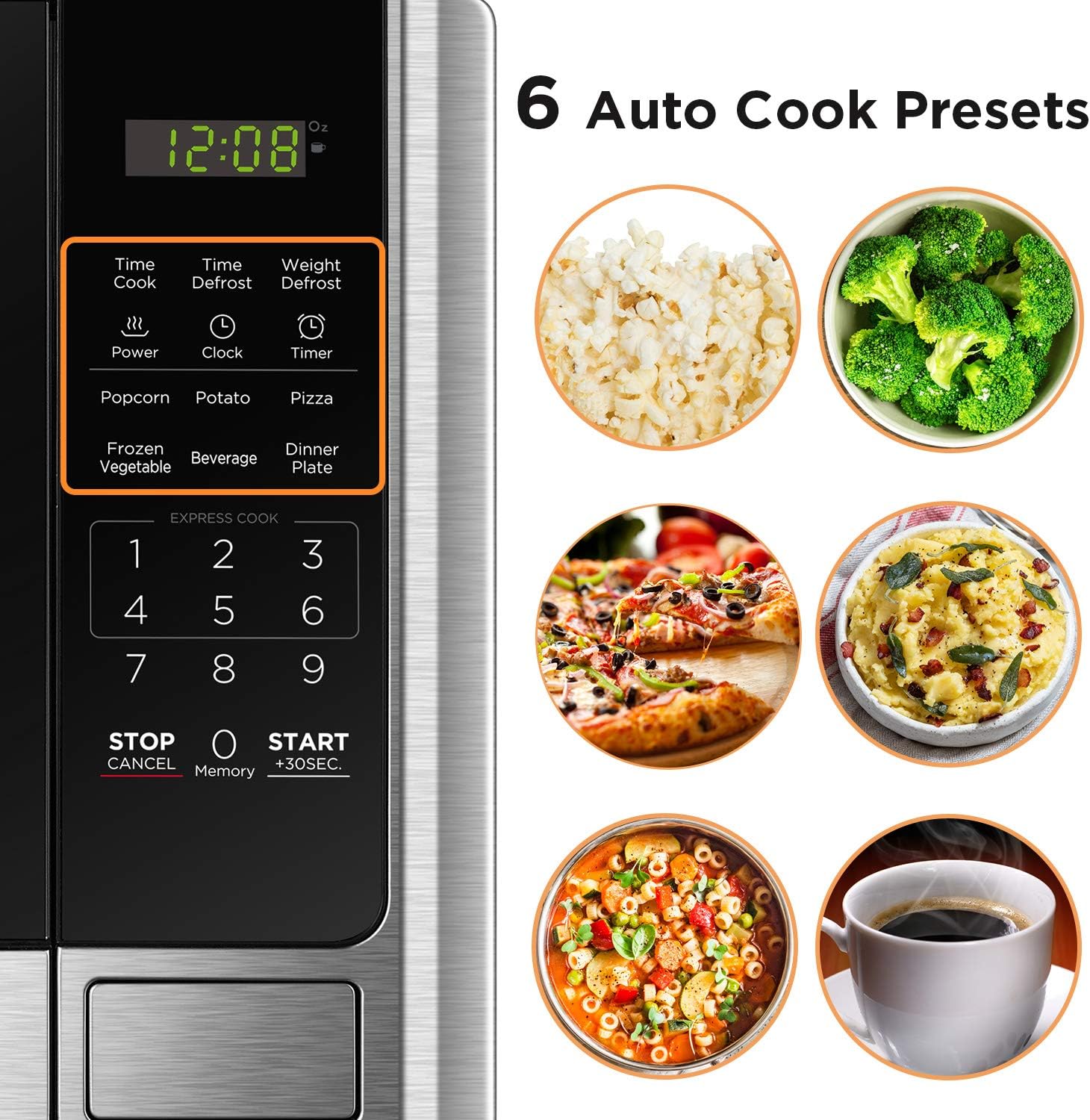 BLACK+DECKER EM720CB7 Digital Microwave Oven with Turntable Push-Button Door, Child Safety Lock, 700W, Stainless Steel, 0.7 Cu.ft