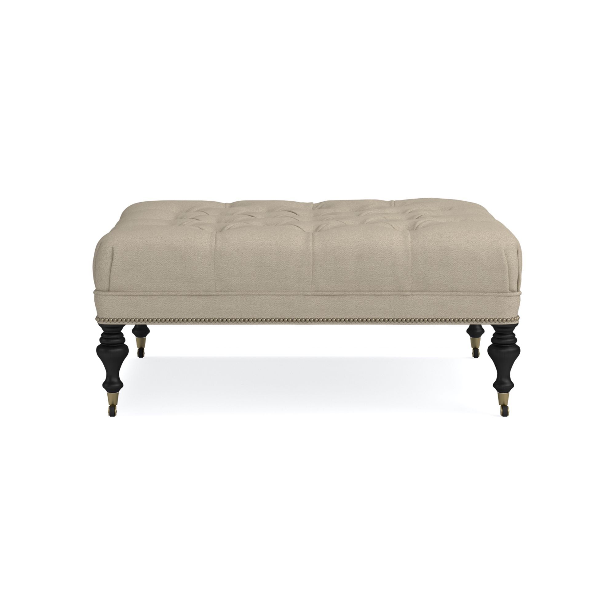 Fairfax Square Ottoman, Turned Leg with Tufted Top (26
