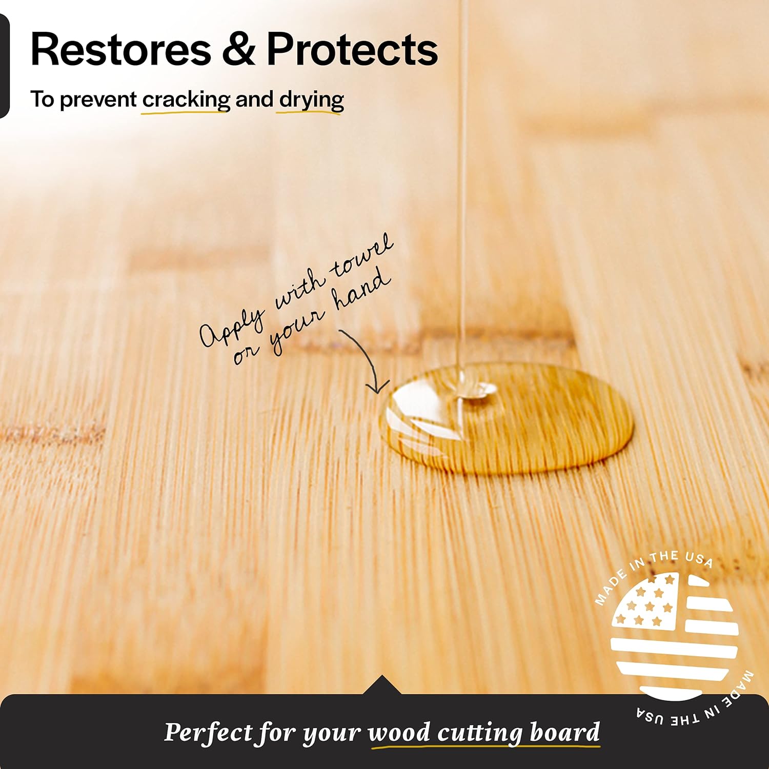 Thirteen Chefs Mineral Oil - 8 oz Food Grade Conditioner for Wood Cutting Board, Countertop & Butcher Block, Lubricant for Knife or Meat Grinder - Safe USP Finish on Marble, Soapstone