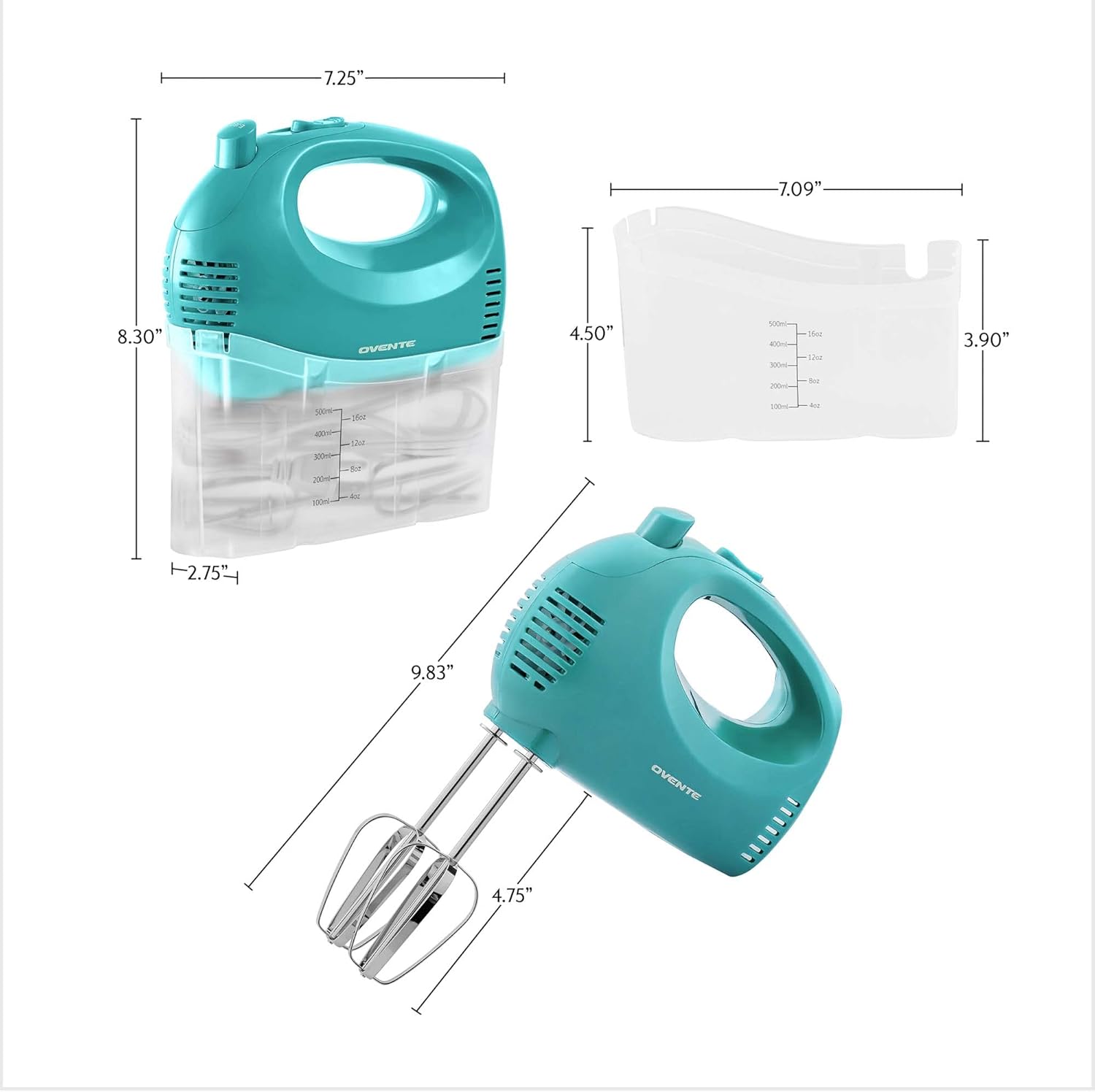 OVENTE Portable 5 Speed Mixing Electric Hand Mixer with Stainless Steel Whisk Beater Attachments & Snap Storage Case, Compact Lightweight 150 Watt Powerful Blender for Baking & Cooking, Black HM151B