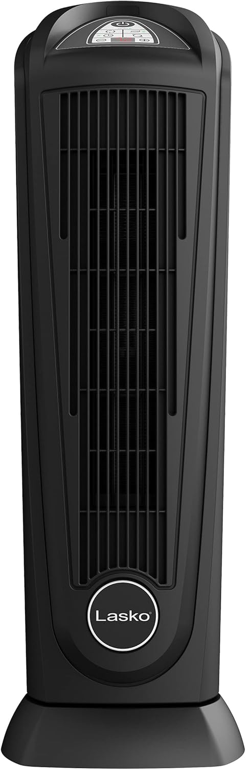 Lasko Oscillating Digital Ceramic Tower Heater for Home with Adjustable Thermostat, Timer and Remote Control, 23 Inches, 1500W, Silver, 755320, 8.5″L x 7.25″W x 23″H, Silver