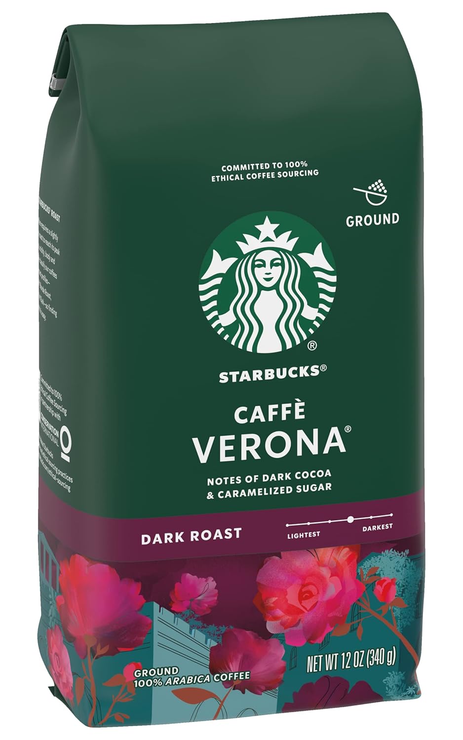Starbucks Ground Coffee, Dark Roast Coffee, Caffè Verona, 100% Arabica, 1 bag (28 oz)