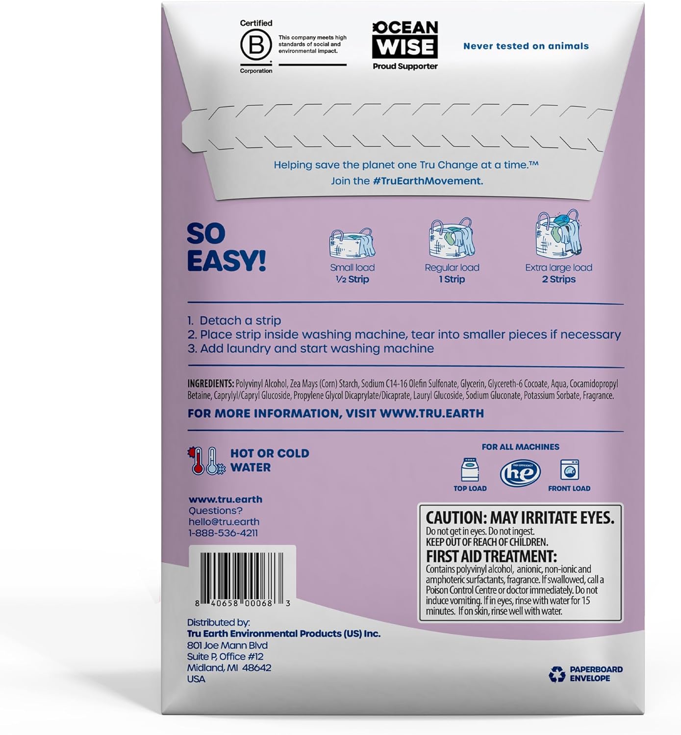 Tru Earth Compact Dry Laundry Detergent Sheets - Up to 64 Loads (32 Sheets) - Paraben-Free - Original Eco-Strip Liquidless Laundry Detergent, Travel Laundry Sheets - Fresh Linen