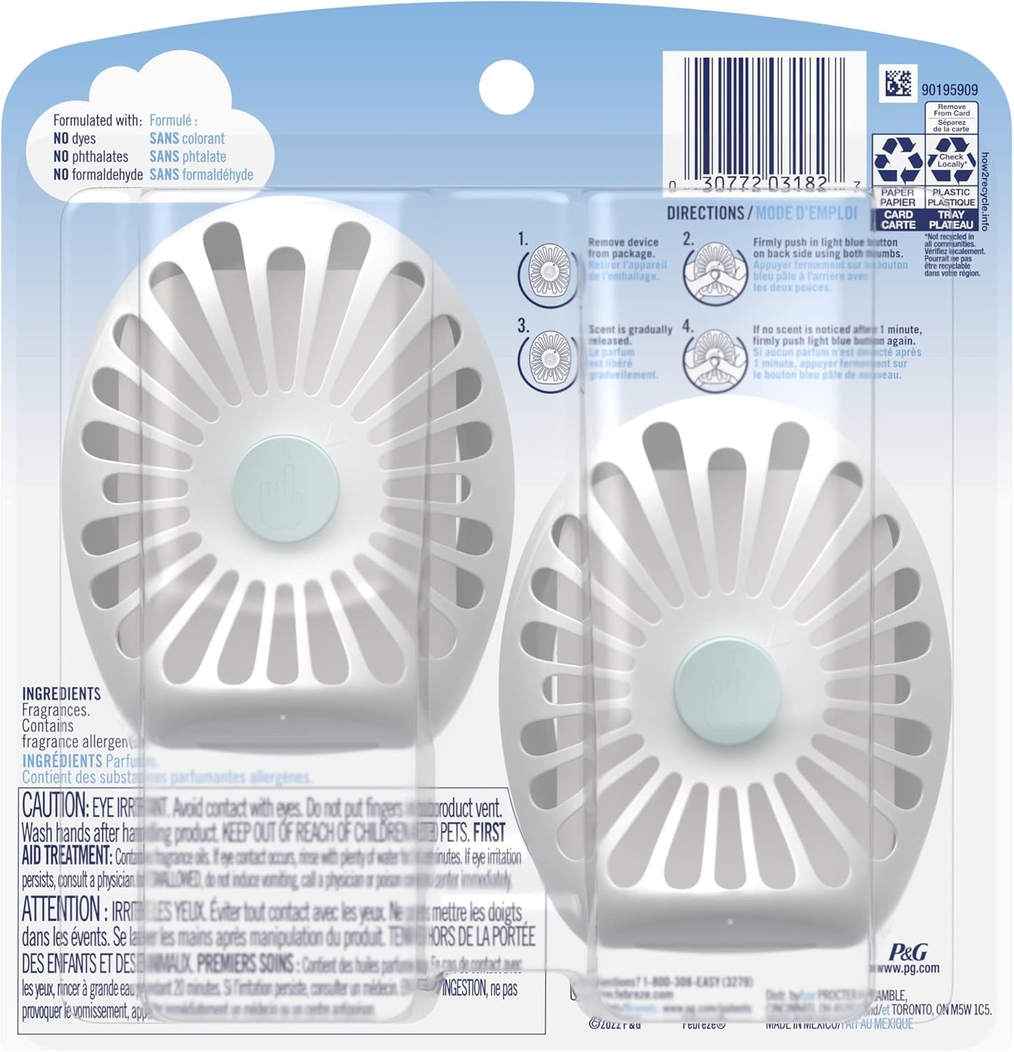 Febreze Small Spaces Air Freshener Linen & Sky, .25 fl. oz., Pack of 4