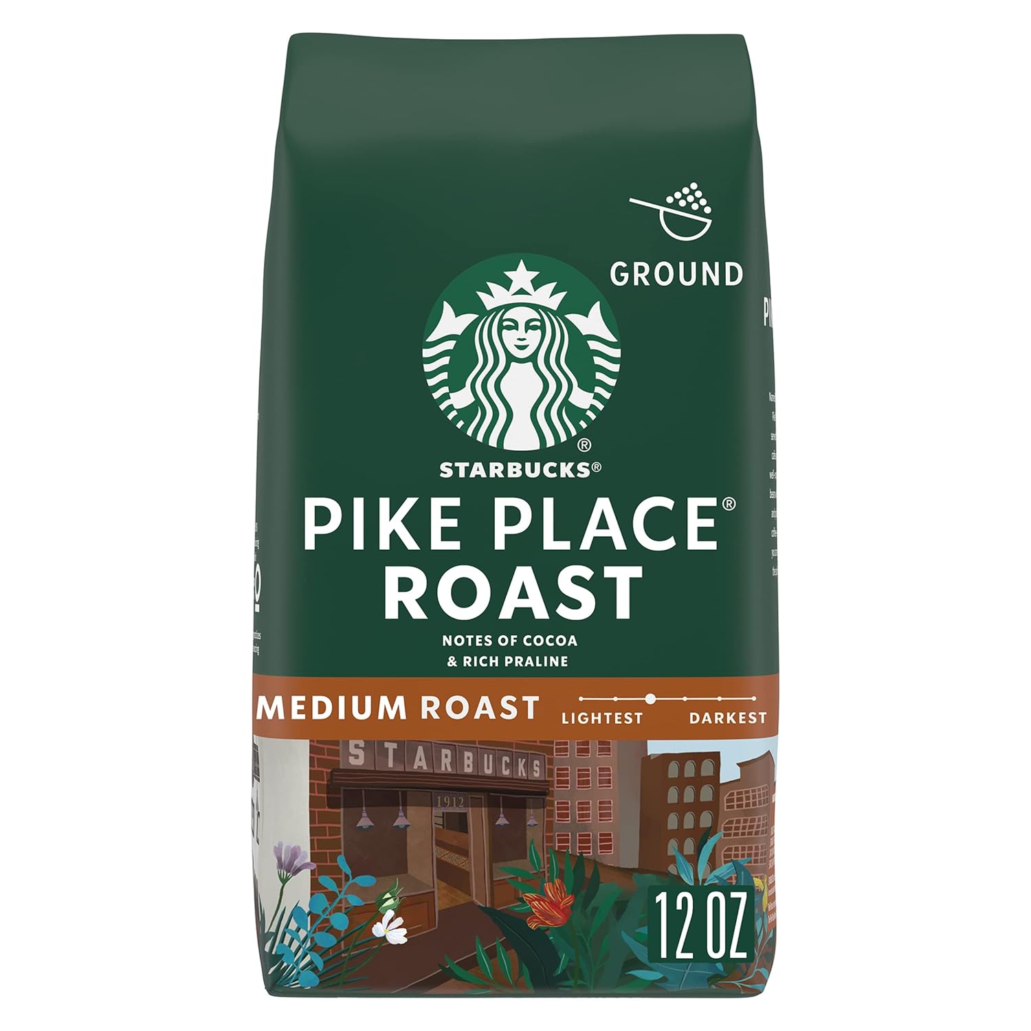 Starbucks Ground Coffee, Medium Roast Coffee, Pike Place Roast, 100% Arabica, 1 Bag (28 Oz)