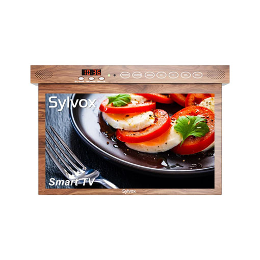 [2024 Black Friday Deal + Fast Delivery]SYLVOX 15.6'' Flip Down Smart TV Under Cabinet TV | Supports 360 Degree Rotation WiFi & Wireless Connection(Wood Grain Color)