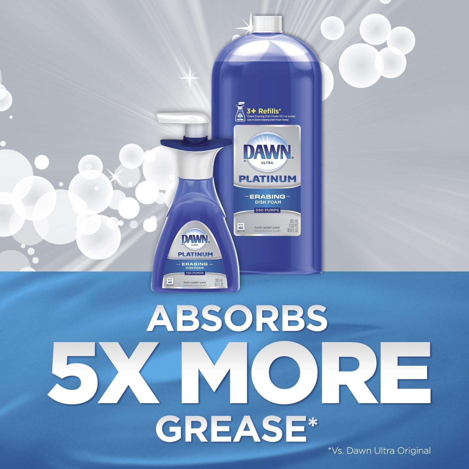 Dawn Ultra Platinum Foam Dishwashing Foam, Fresh Rapids Scent, 10.1 fl oz (Packaging May Vary)