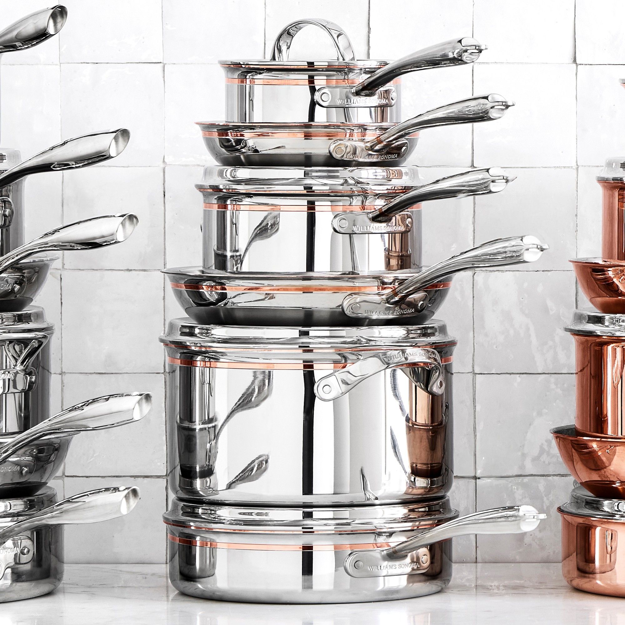 Williams Sonoma Signature Thermo-Clad™ Copper Pro 10-Piece Cookware Set