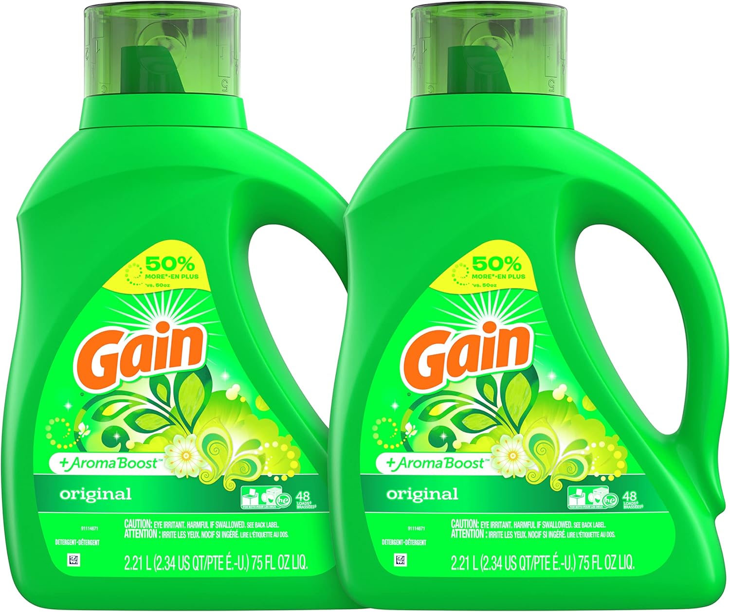Gain + Aroma Boost Laundry Detergent Liquid, Original Scent, 107 Loads, 154 fl oz, HE Compatible Laundry Soap with Febreze and Oxi
