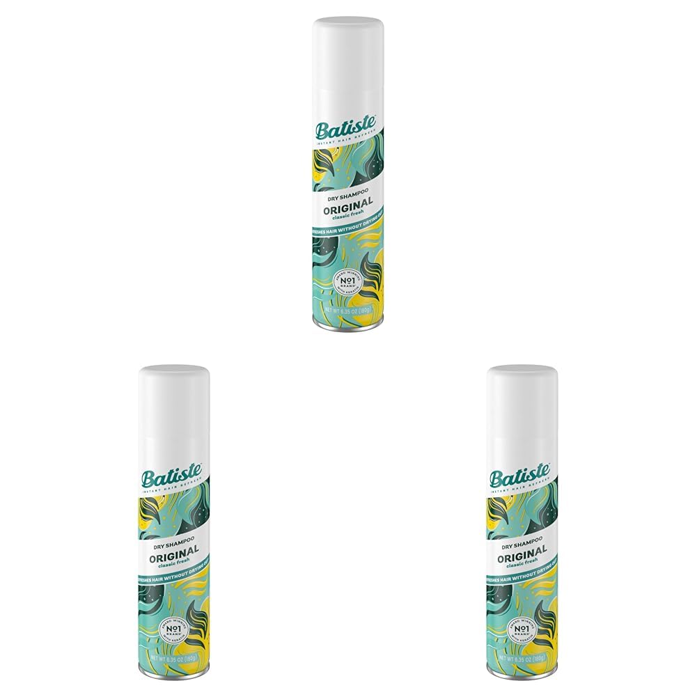 Batiste Dry Shampoo, Original Fragrance, Refresh Hair and Absorb Oil Between Washes, Waterless Shampoo for Added Hair Texture and Body, 6.35 OZ Dry Shampoo Bottle