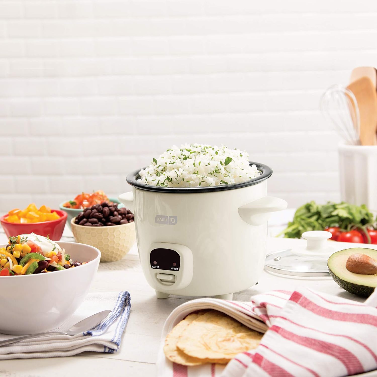 DASH Mini Rice Cooker Steamer with Removable Nonstick Pot, Keep Warm Function & Recipe Guide, .5 Quart, for Soups, Stews, Grains & Oatmeal - Aqua