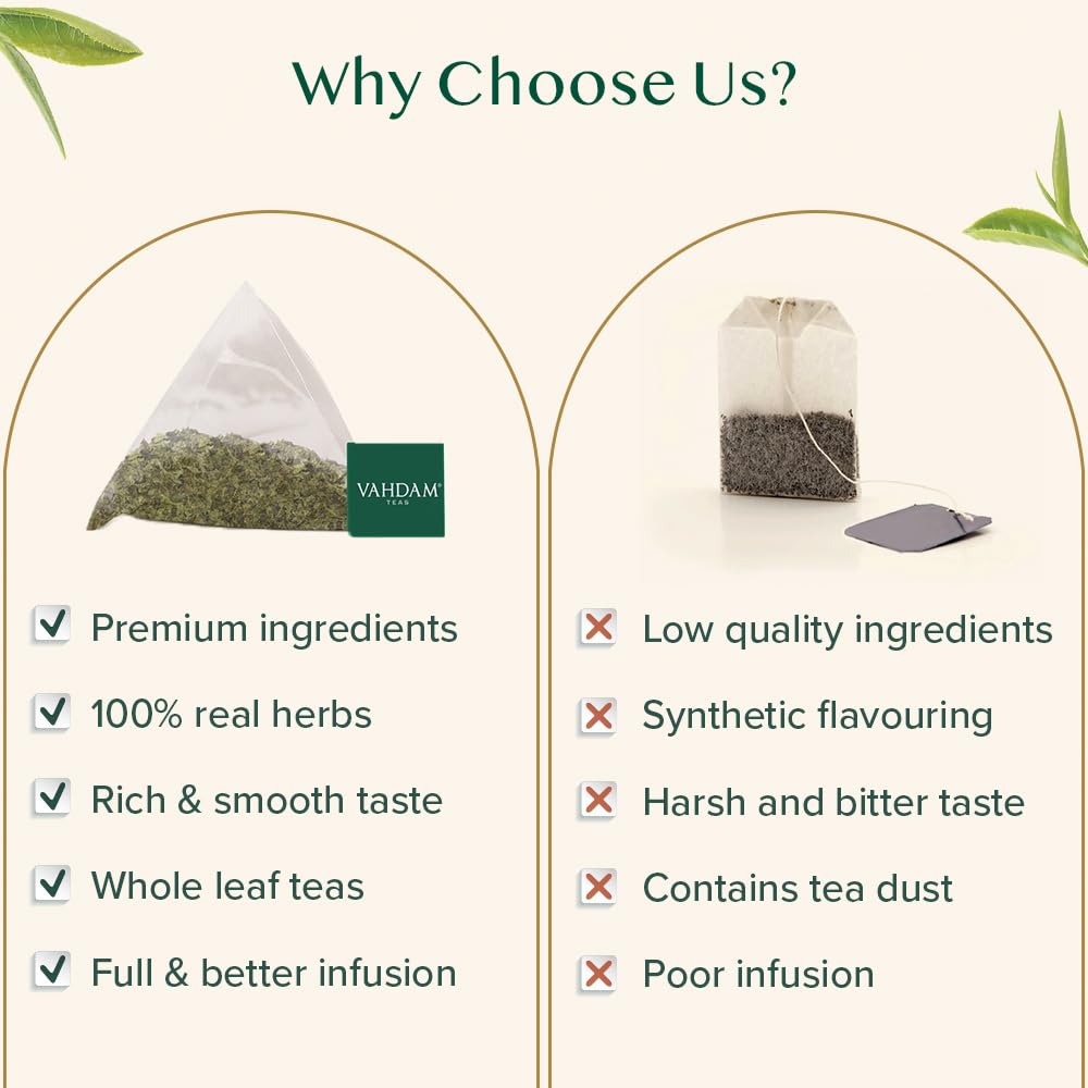 VAHDAM, Organic Turmeric Ginger Herbal Tea Bags (100 Pyramid Tea Bags) Caffeine Free, Non GMO, Gluten Free | 100% Pure Herbal Blend - Savory & Spicy | Plant-Based Tea Bags | Resealable Ziplock Pouch