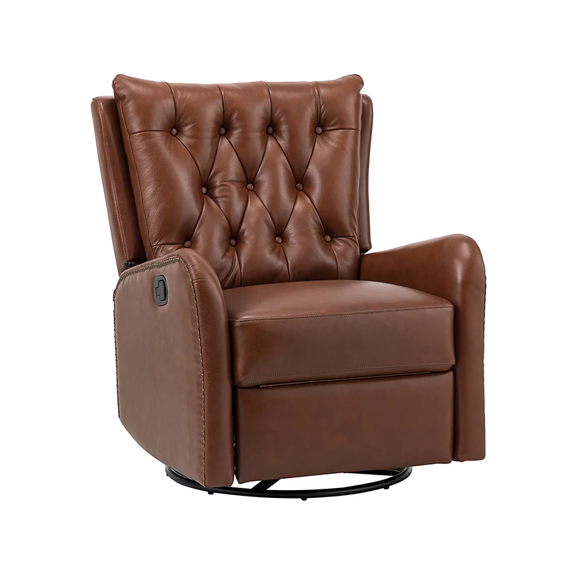 Francisco Genuine Leather Manual Swivel Recliner