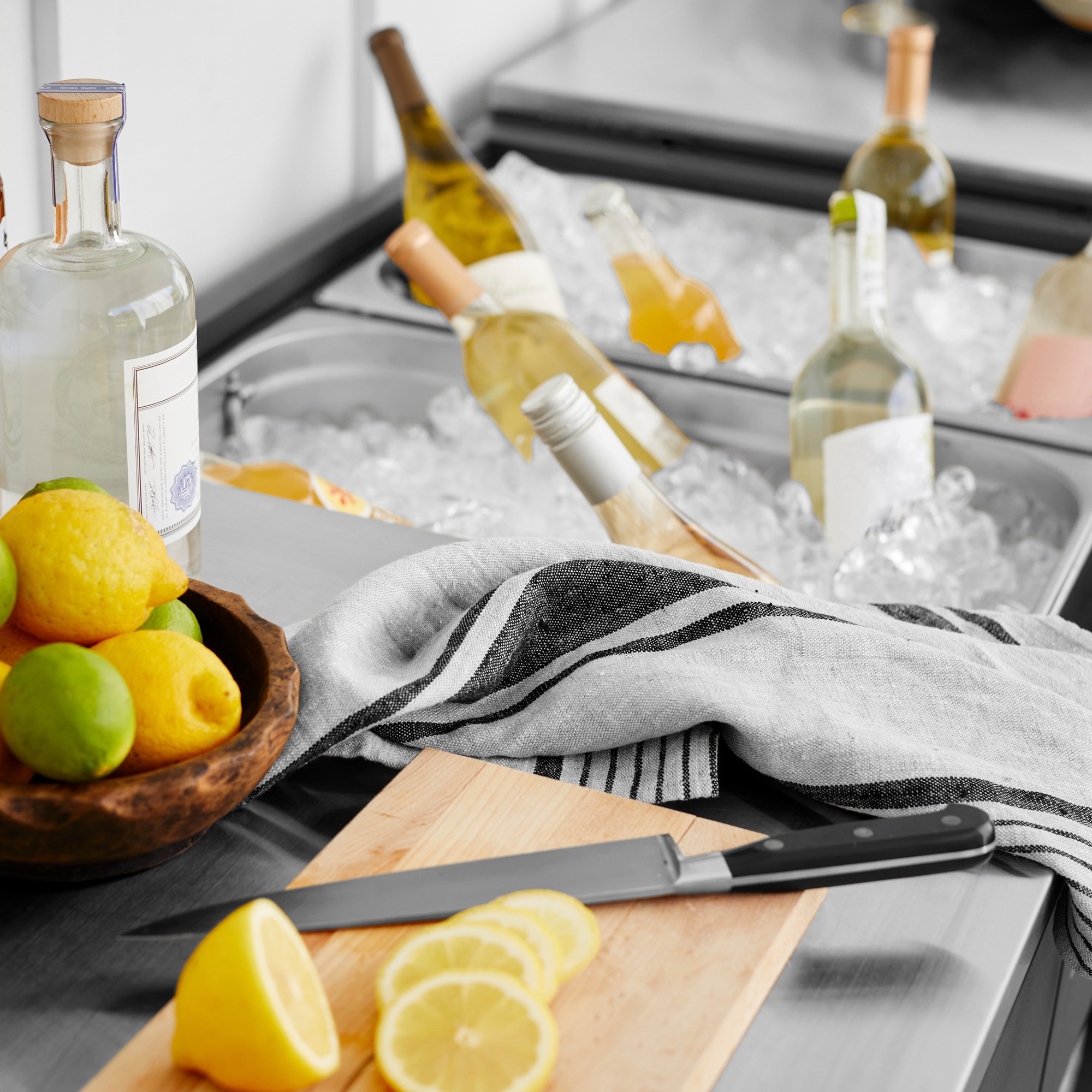 Larnaca Outdoor Slate Grey Metal Prep Table (58