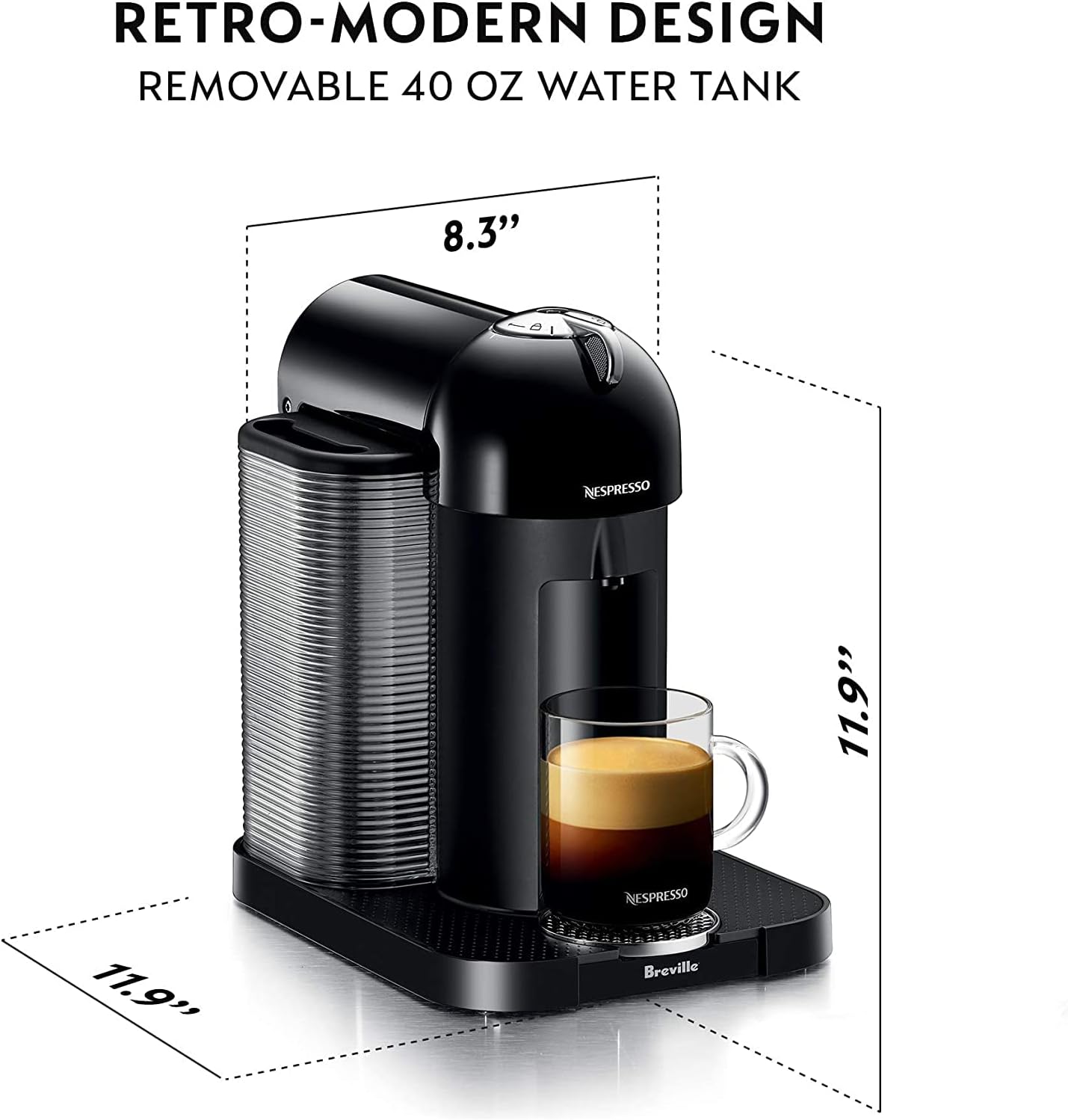 Nespresso Vertuo Coffee and Espresso Maker by Breville, Chrome