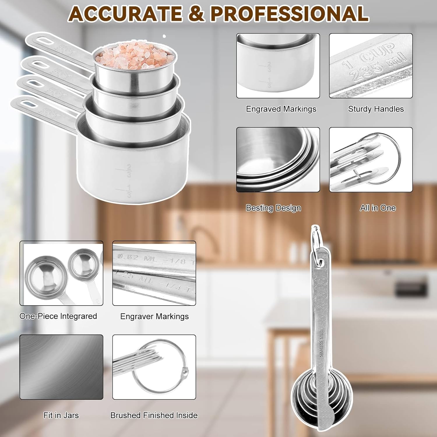 Hand Mixer Electric Mixing Bowls Set, 5 Speeds Handheld Mixer with 4 Nesting Stainless Steel Mixing Bowl, Measuring Cups Spoons 200W Kitchen Blender Whisk Beater Baking Supplies For Beginner