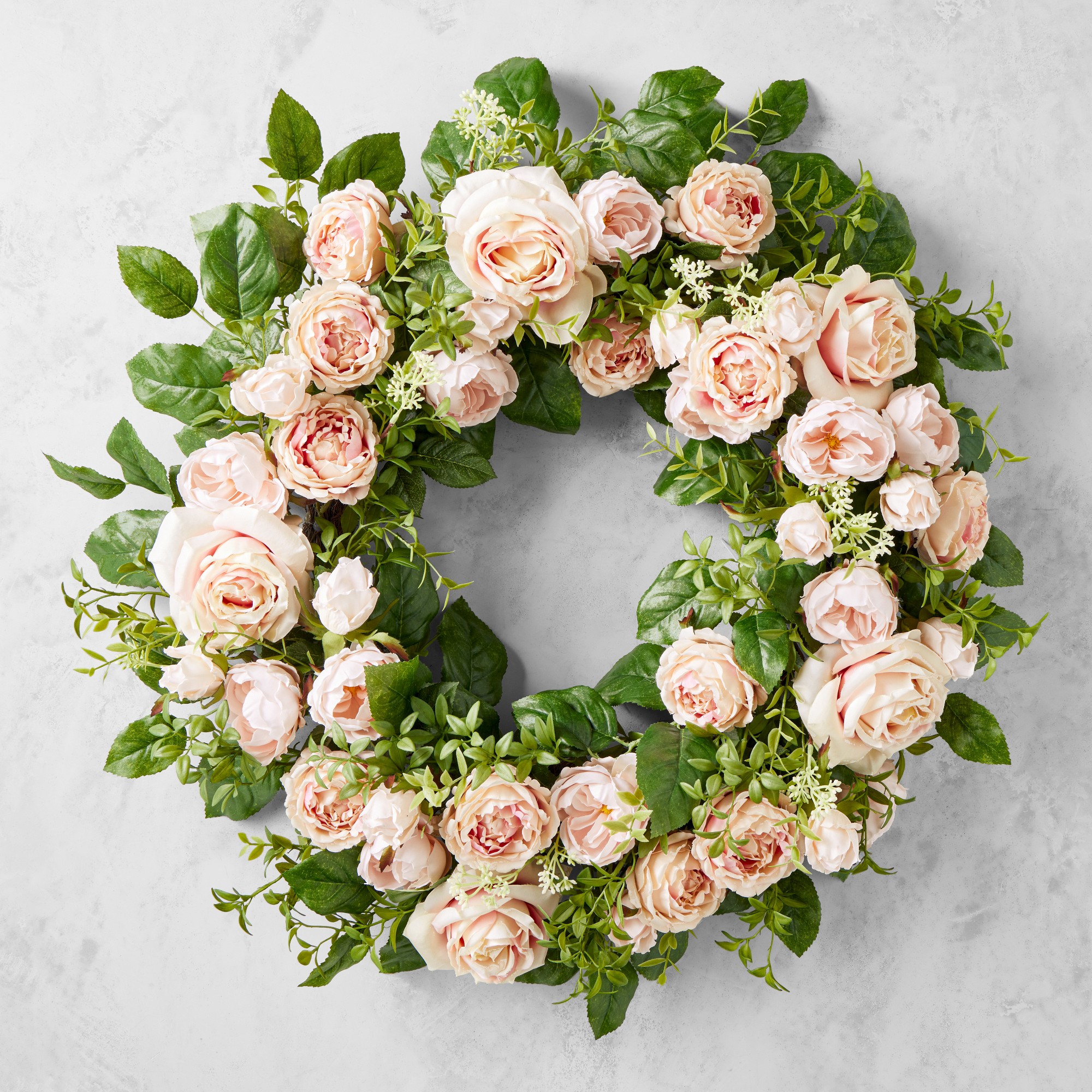 UV Protected Famille Rose Pink Faux Wreath & Garland