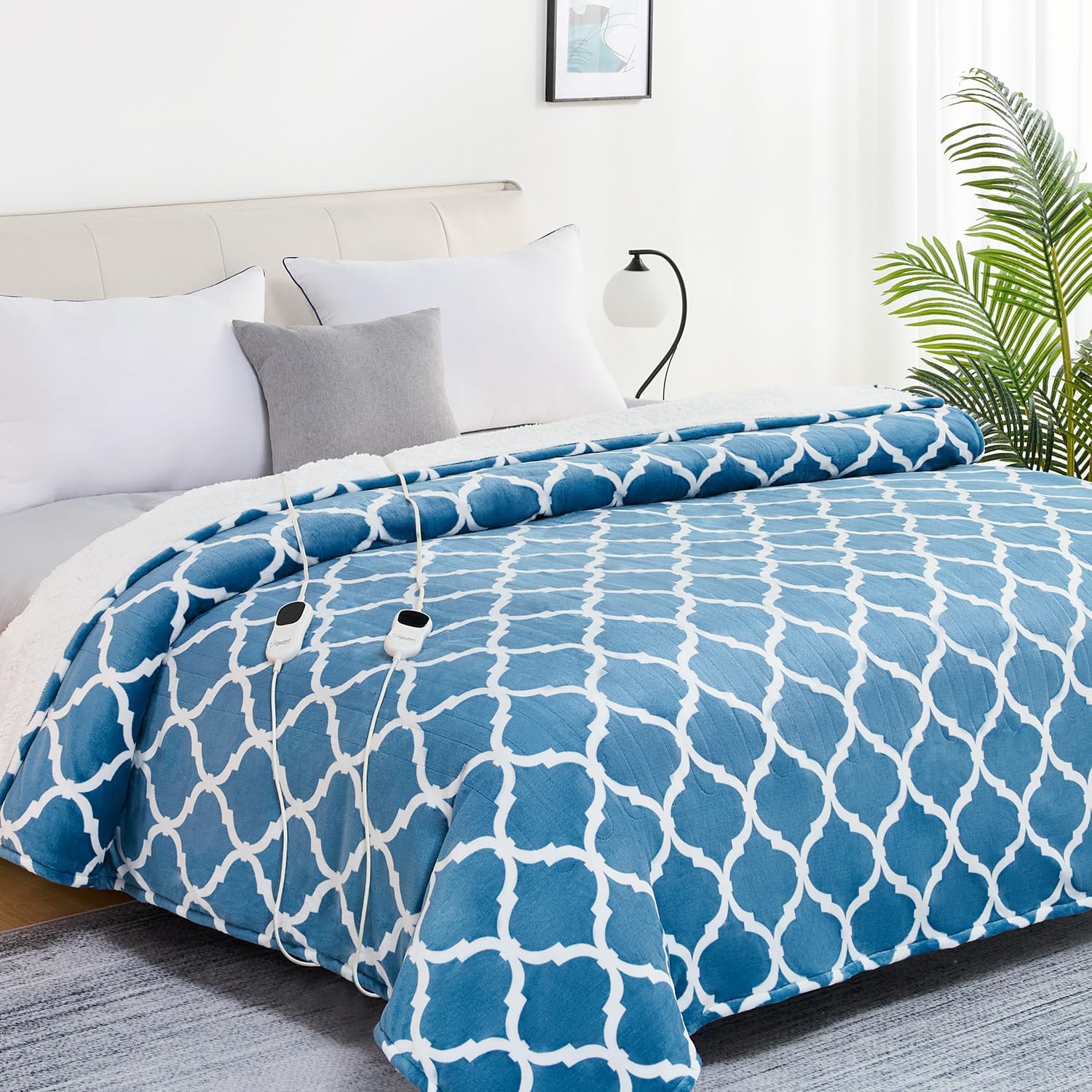 Homemate Heated Blanket Electric Throw - 50“x60“ Heating Blanket with 10 Fast Heat Levels 8 Hours Auto Off Soft Cozy Flannel Over-Heated Protection ETL Certification Keep Warming in Home