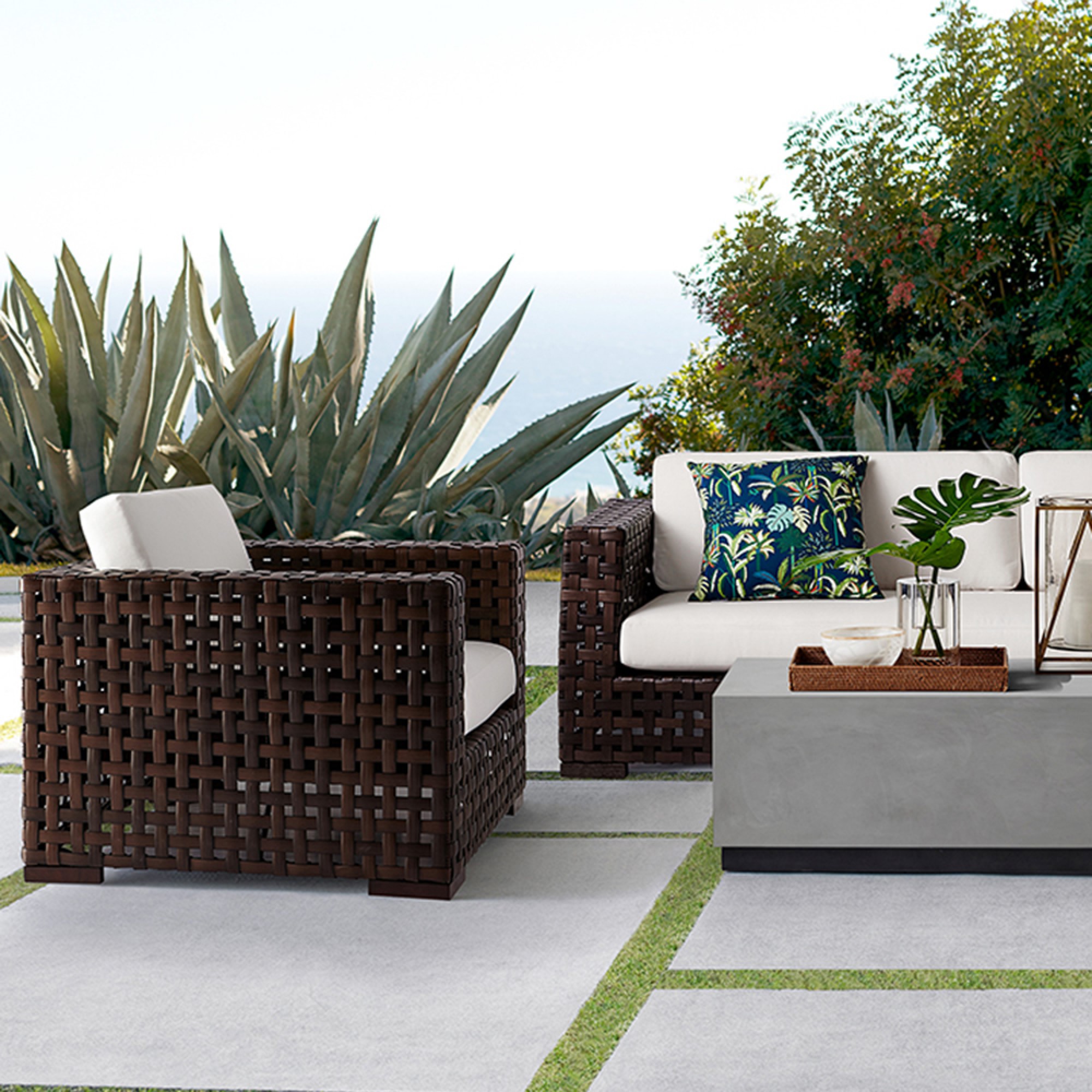 Lucca Concrete Outdoor Rectangle Coffee Table (56