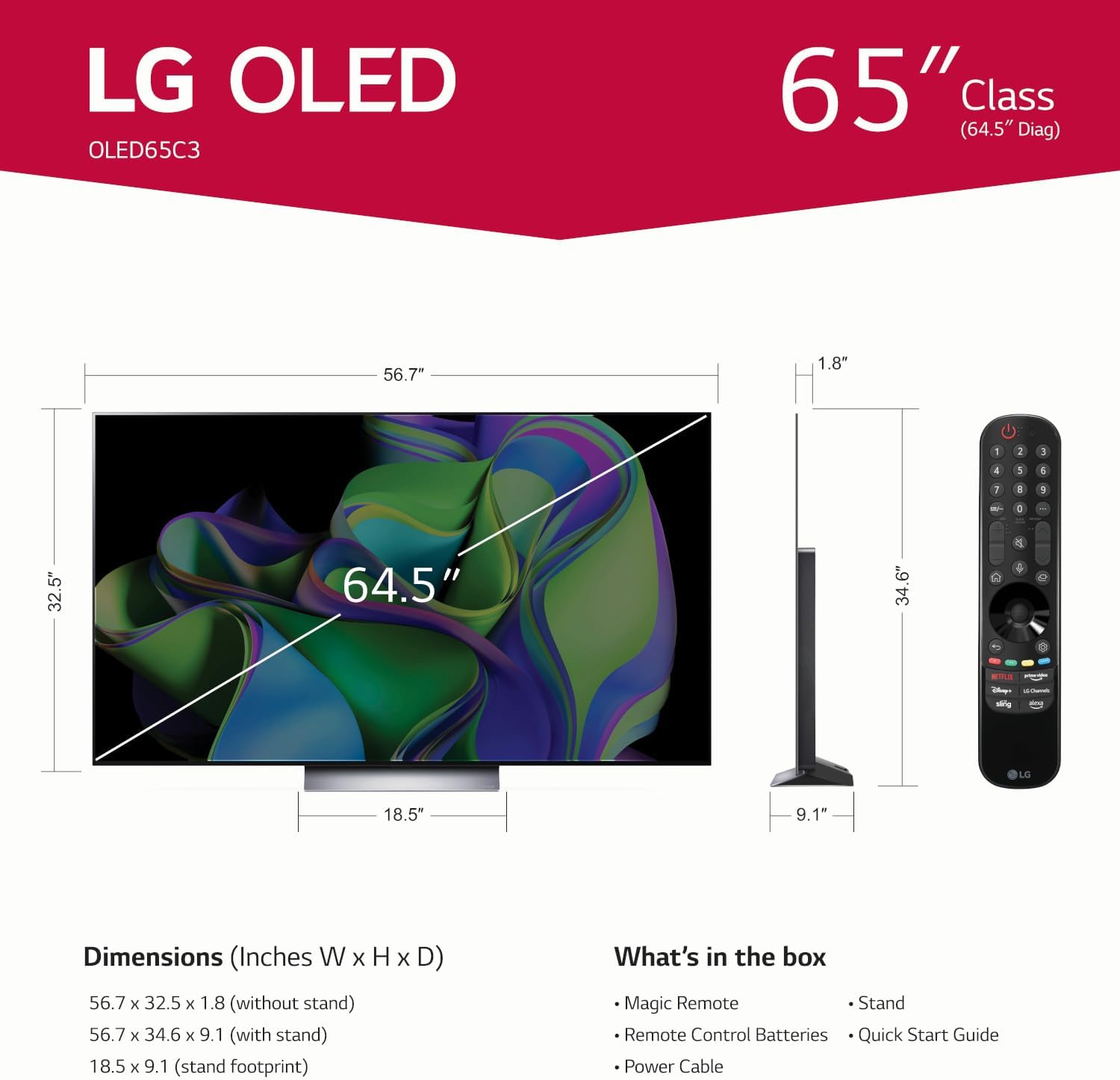 LG C3 Series 83-Inch Class OLED evo 4K Processor Smart Flat Screen Wall Mount TV with Magic Remote AI-Powered OLED83C3PUA, 2023 with Alexa Built-in