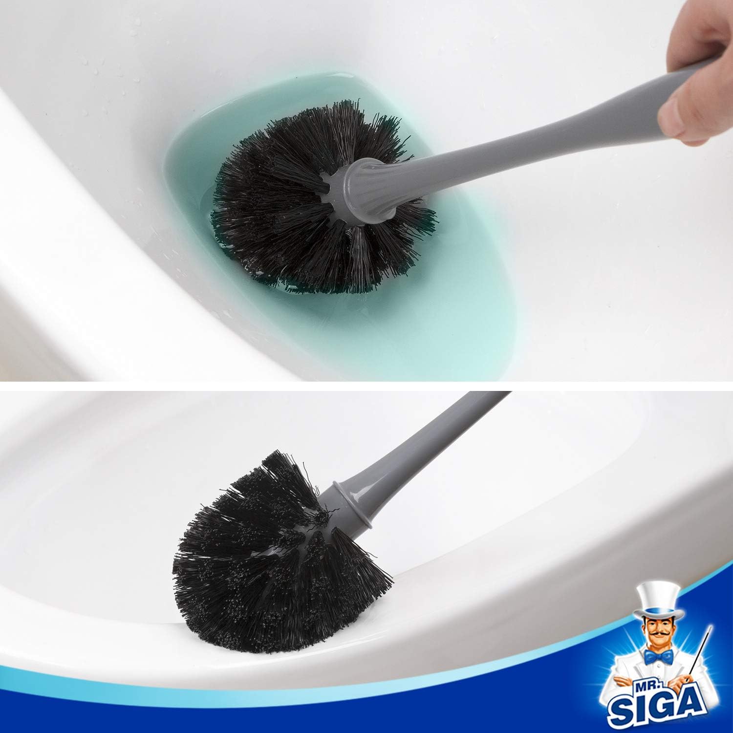MR.SIGA Toilet Plunger and Bowl Brush Combo for Bathroom Cleaning, Black, 1 Set