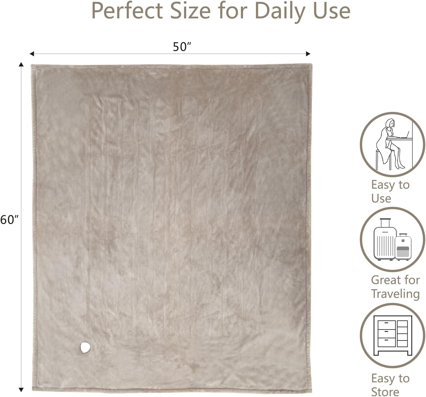 Tefici Electric Heated Blanket Throw, Super Cozy Soft 2-Layer Flannel 50