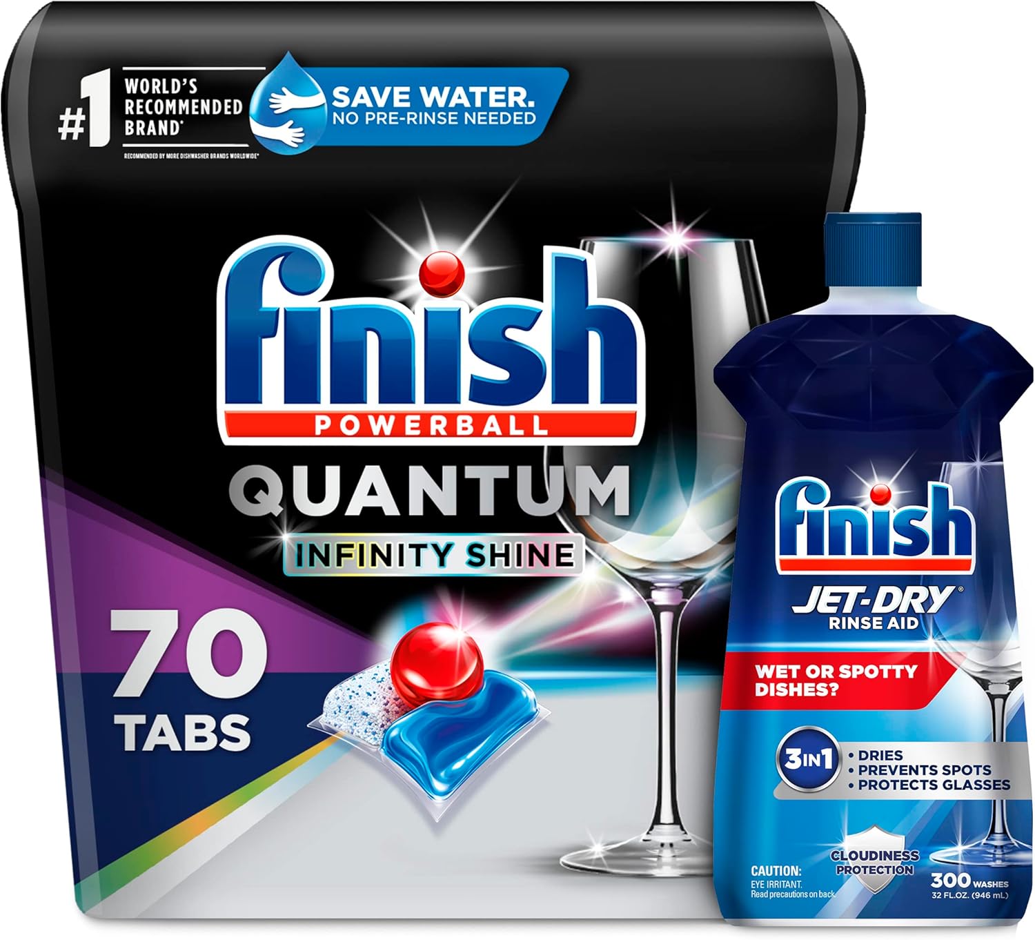 FINISH Quantum Infinity Shine, Dishwasher Pods, Dishwasher Detergent Liquid, Dishwasher Soap, Advanced Clean & Shine, 70ct Dishwasher Tablets