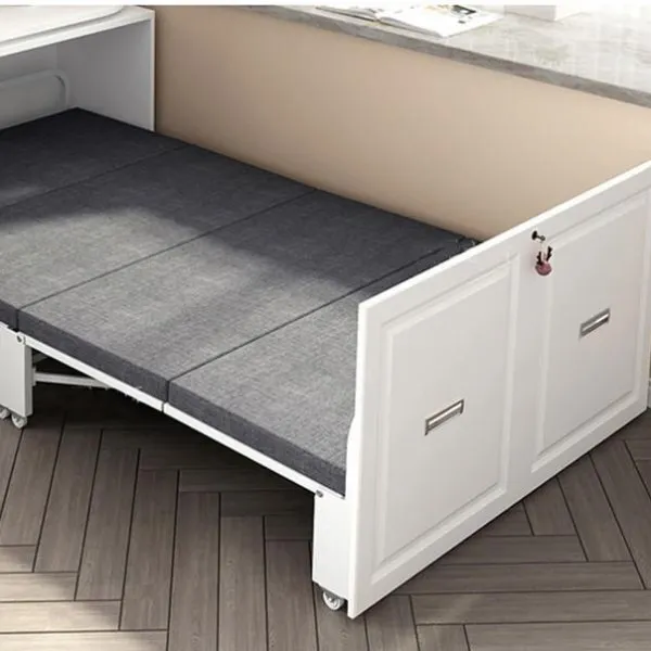 Telescopic and Rotating Corner Computer Desk with Folding Bed