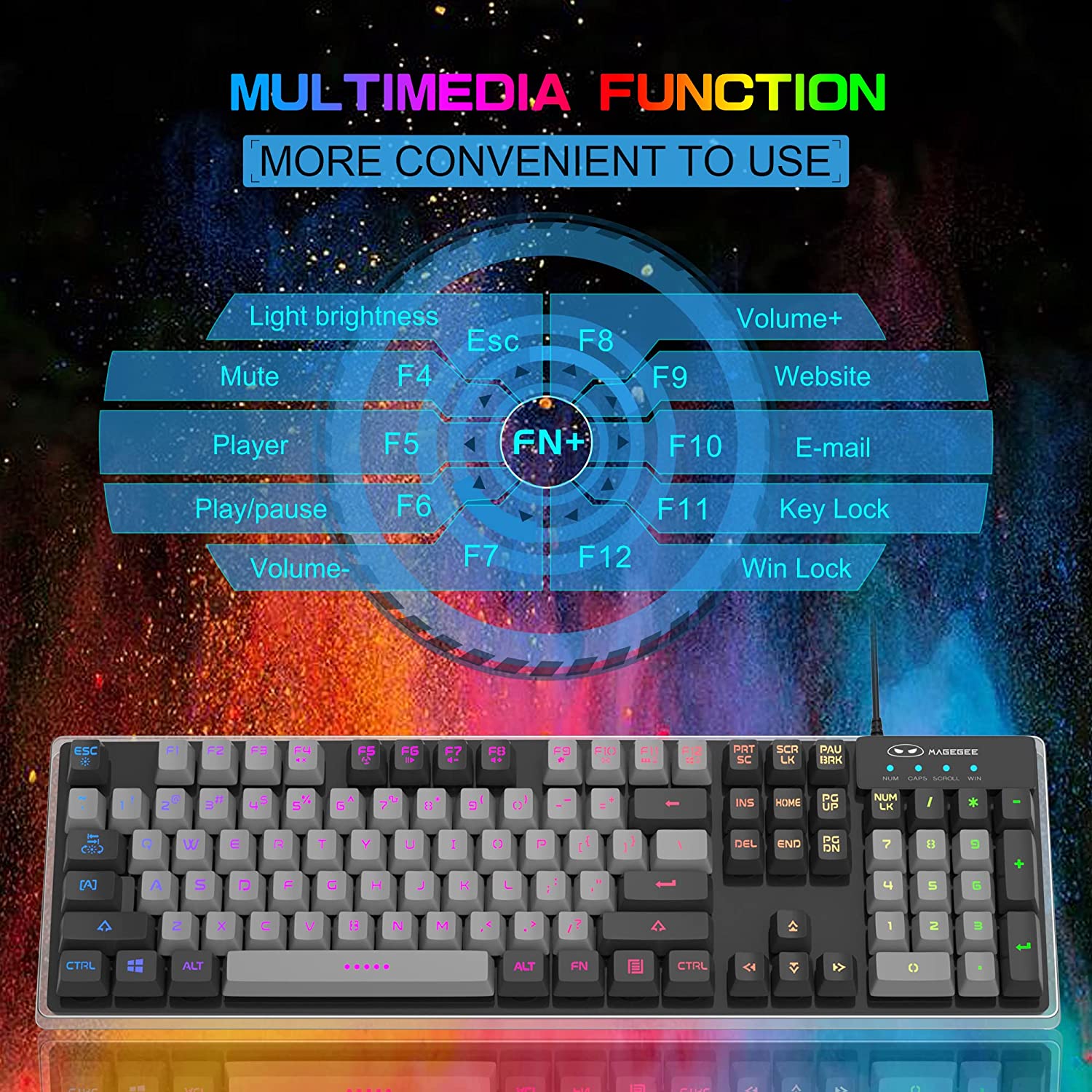 Gaming Keyboard and Mouse Combo, K1 RGB LED Backlit Keyboard with 104 Key Computer PC Gaming Keyboard for PC/Laptop(White)