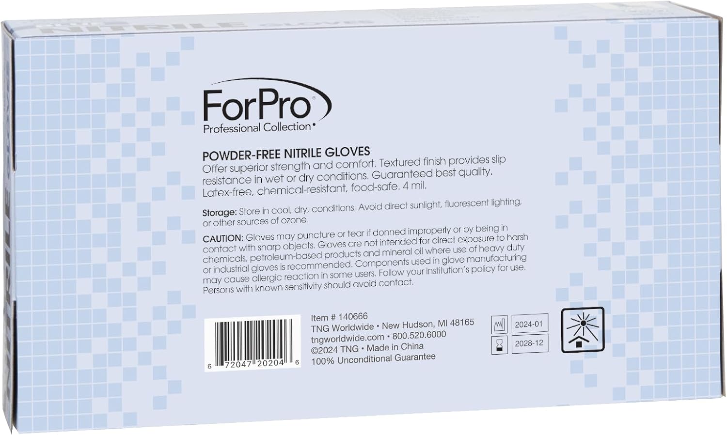 ForPro Professional Collection Disposable Nitrile Gloves, Chemical Resistant, Powder-Free, Latex-Free, Non-Sterile, Food Safe, 4 Mil, Black, Large, 100-Count