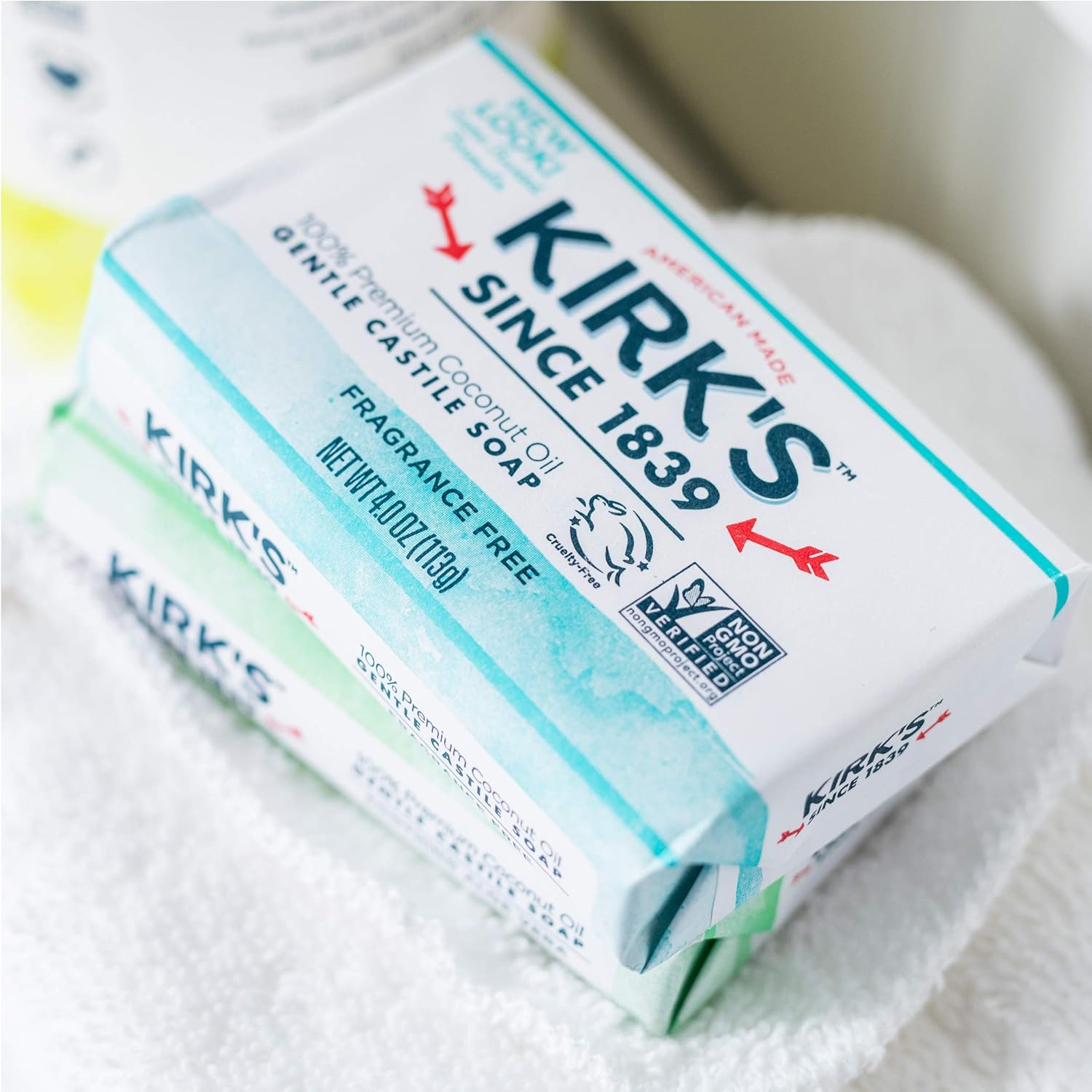 Kirk's Castile Bar Soap for Men, Women & Children - Made With Premium Coconut Oil, Sensitive Skin Formula, Vegan, Non GMO, Original Fresh Scent, 4 oz. Bars, 6 Pack