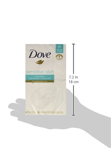 Dove Beauty Bar Soap Sensitive, 8 Bars for Sensitive Skin, Fragrance Free and Hypoallergenic 3.75 oz
