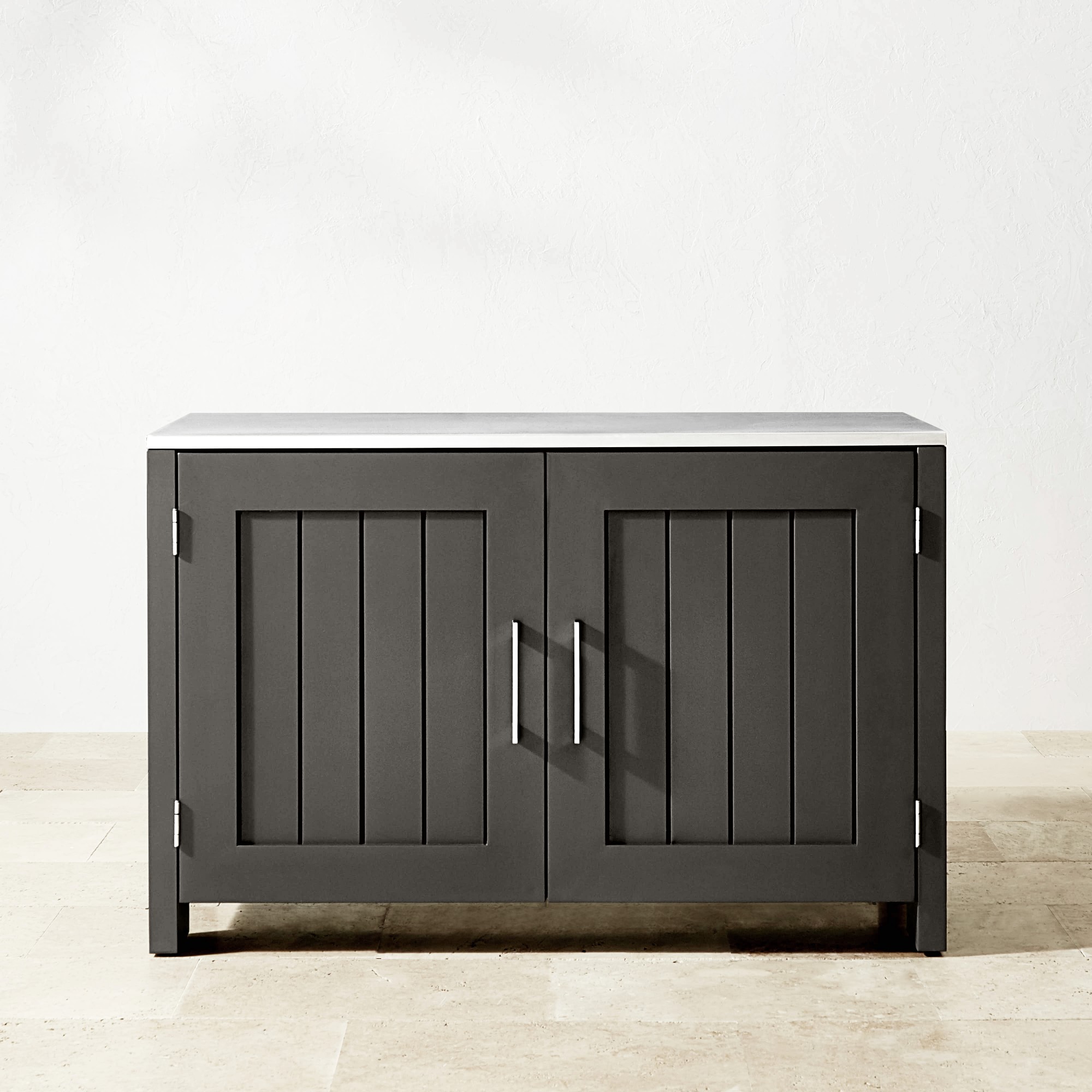 Larnaca Outdoor Slate Grey Metal 2-Door Cabinet (54.5
