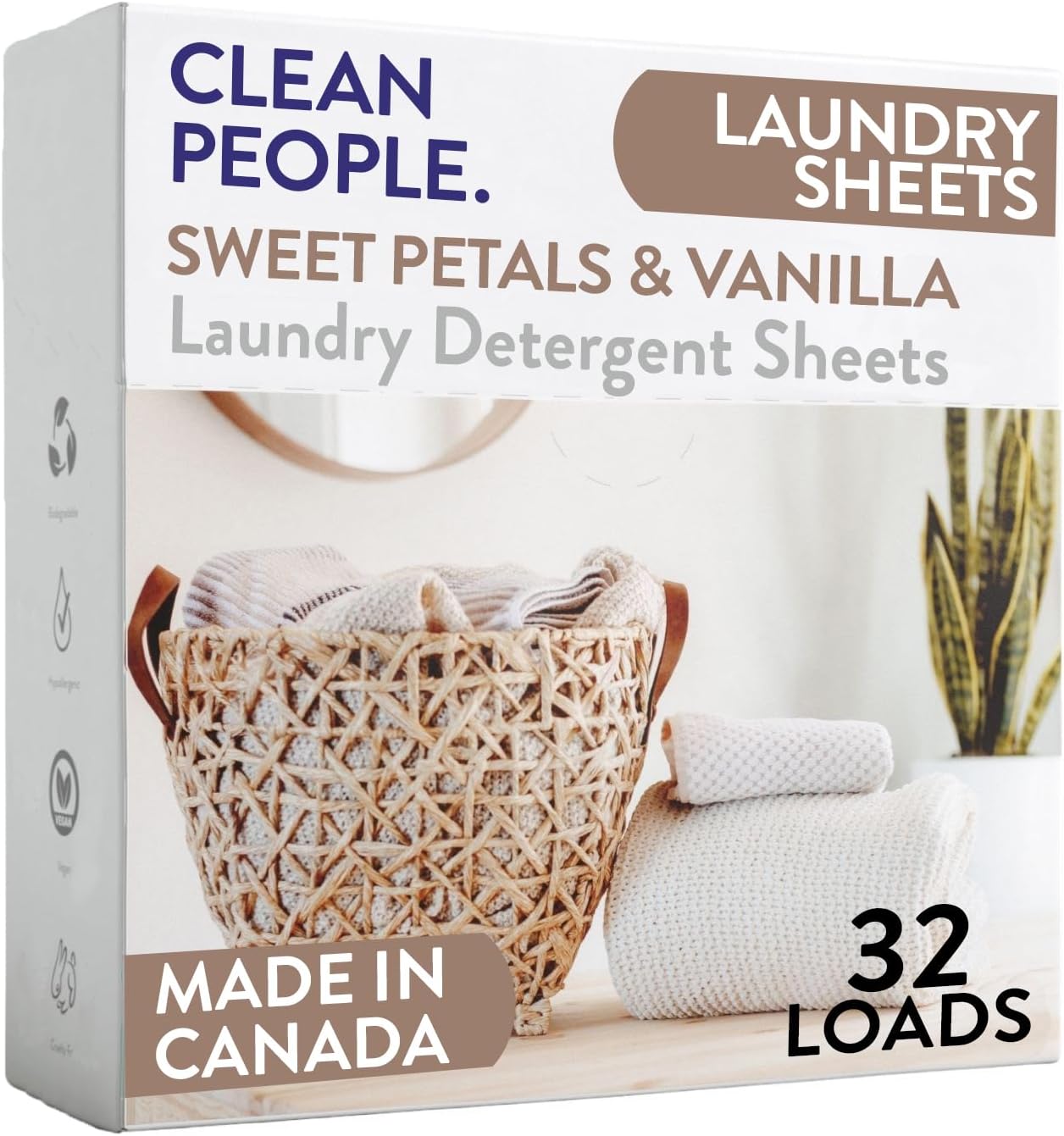 The Clean People Laundry Detergent Sheets - Hypoallergenic Laundry Soap - Ultra Concentrated, Recyclable Packaging, Stain Fighting - Fresh Scent, 32 Pack