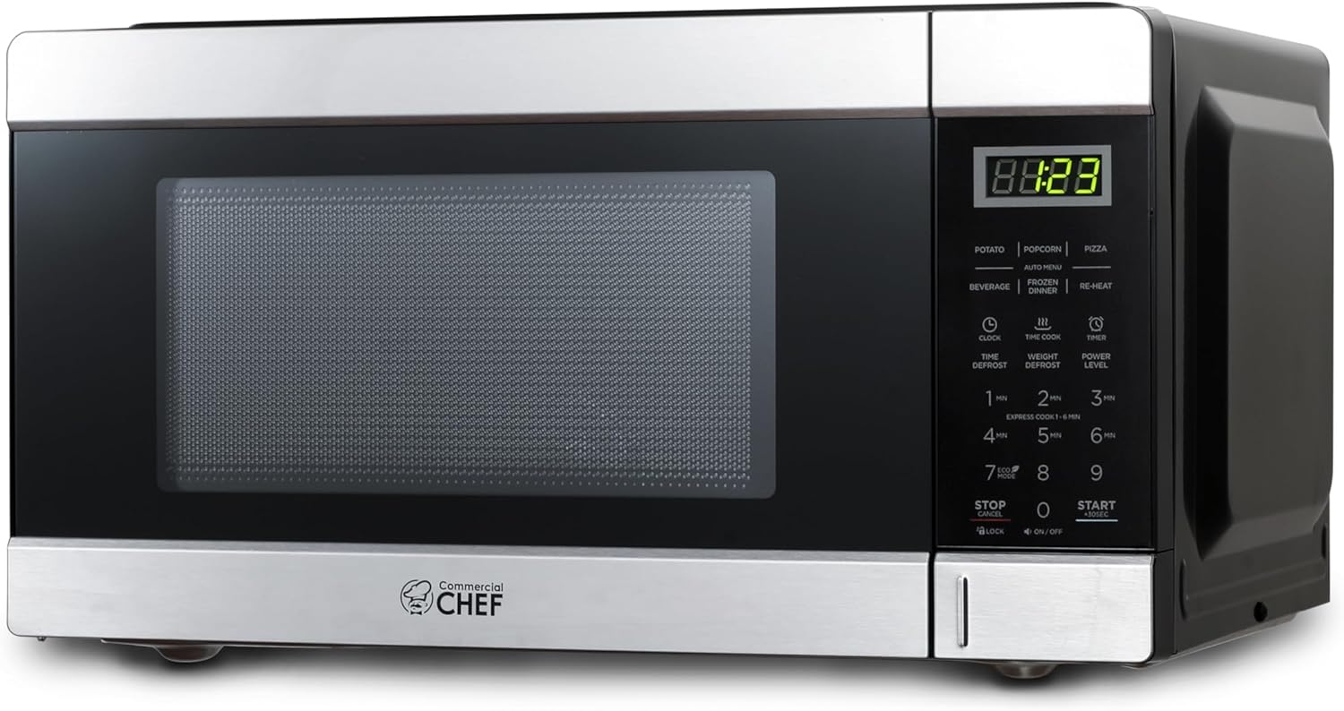 COMMERCIAL CHEF 0.6 Cubic Foot Microwave with 6 Power Levels, Small Microwave with Grip Handle, 700W Countertop Microwave with 30 Minute Timer and Mechanical Dial Controls, White