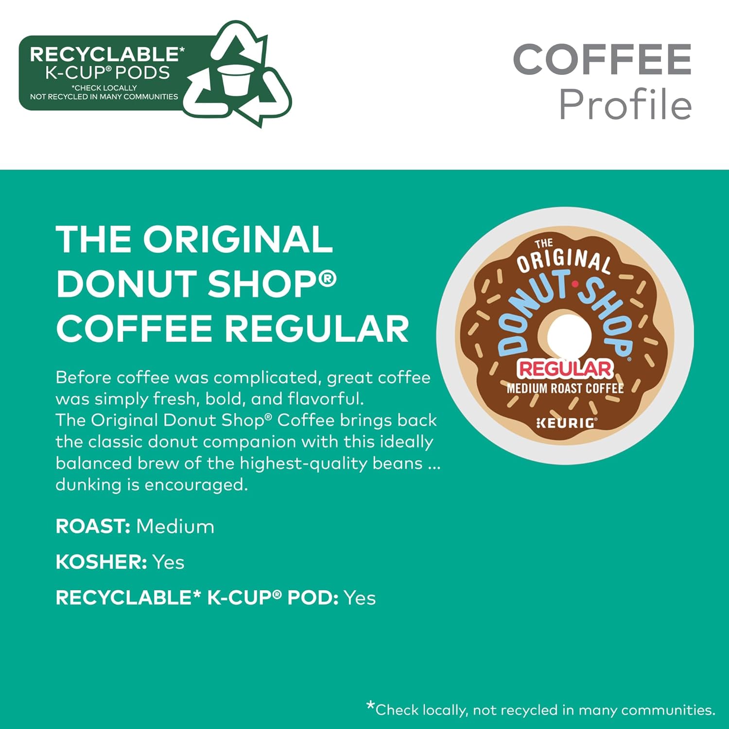 The Original Donut Shop Regular Keurig Single-Serve K-Cup Pods, Medium Roast Coffee, 96 Count
