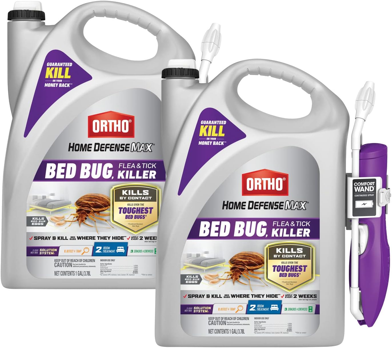 Ortho Home Defense Max Bed Bug, Flea and Tick Killer - With Ready-to-Use Comfort Wand, Kills Bed Bugs and Bed Bug Eggs, Bed Bug Spray Also Kills Fleas and Ticks, 1 gal.