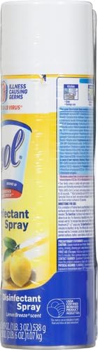 Lysol Disinfectant Spray, Sanitizing and Antibacterial Spray, For Disinfecting and Deodorizing, Lemon Breeze, 19 Fl Oz (Pack of 2), Packaging May Vary