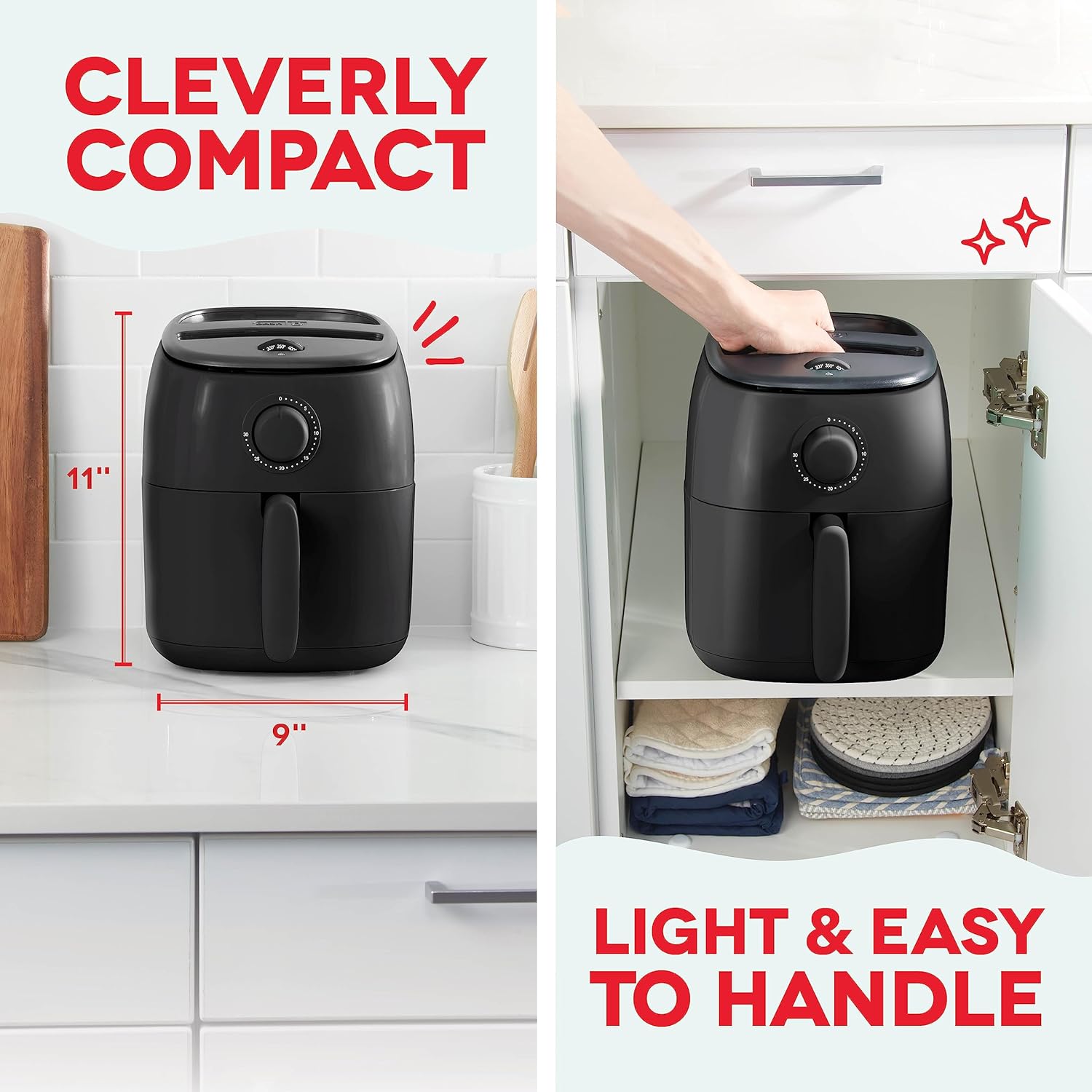 DASH Tasti-Crisp™ Electric Air Fryer Oven, 2.6 Qt., Aqua – Compact Air Fryer for Healthier Food in Minutes, Ideal for Small Spaces - Auto Shut Off, Analog, 1000-Watt