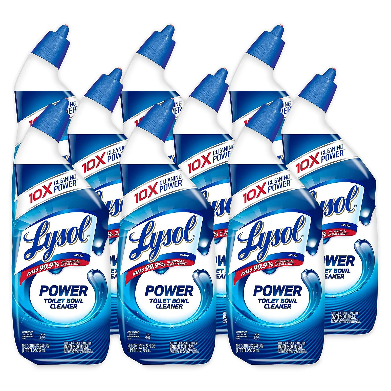 Lysol Power Toilet Bowl Cleaner Gel, For Cleaning and Disinfecting, Stain Removal, 24oz ,9 Ct , (Packaging May Vary)